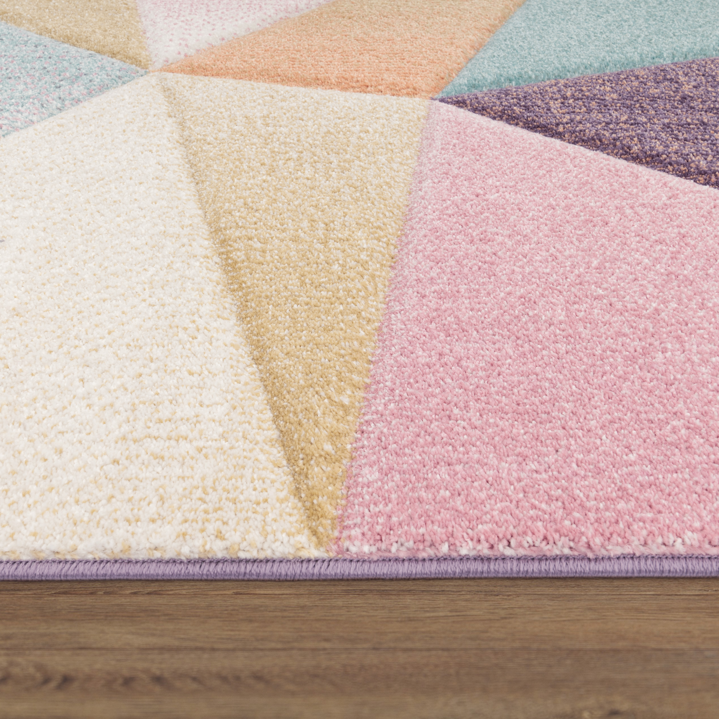 Teppich Kurzflor Modern Pastell Design Mehrfarbig 