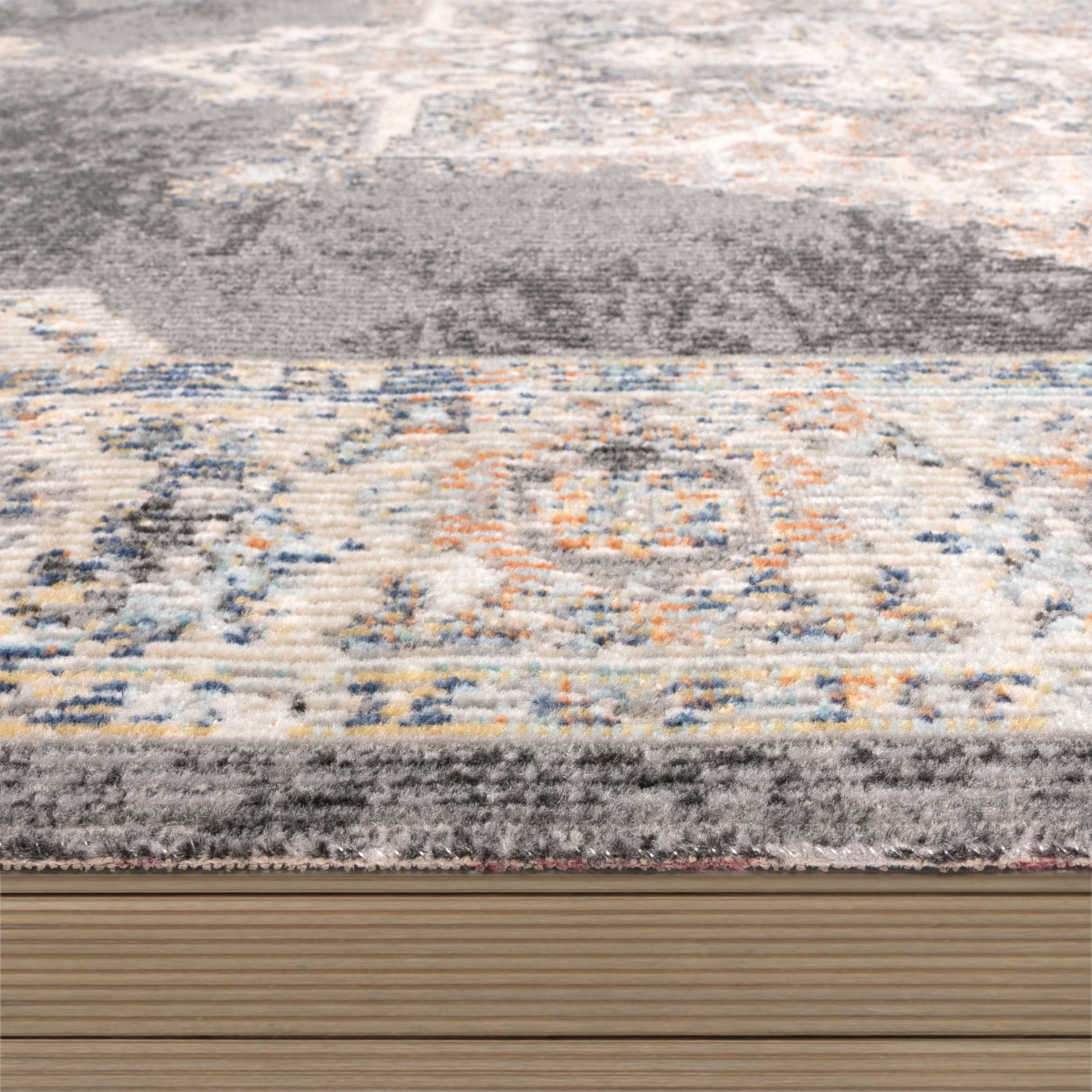 Outdoor Teppich Terrasse Marokkanisches Muster Grau Orientalisch