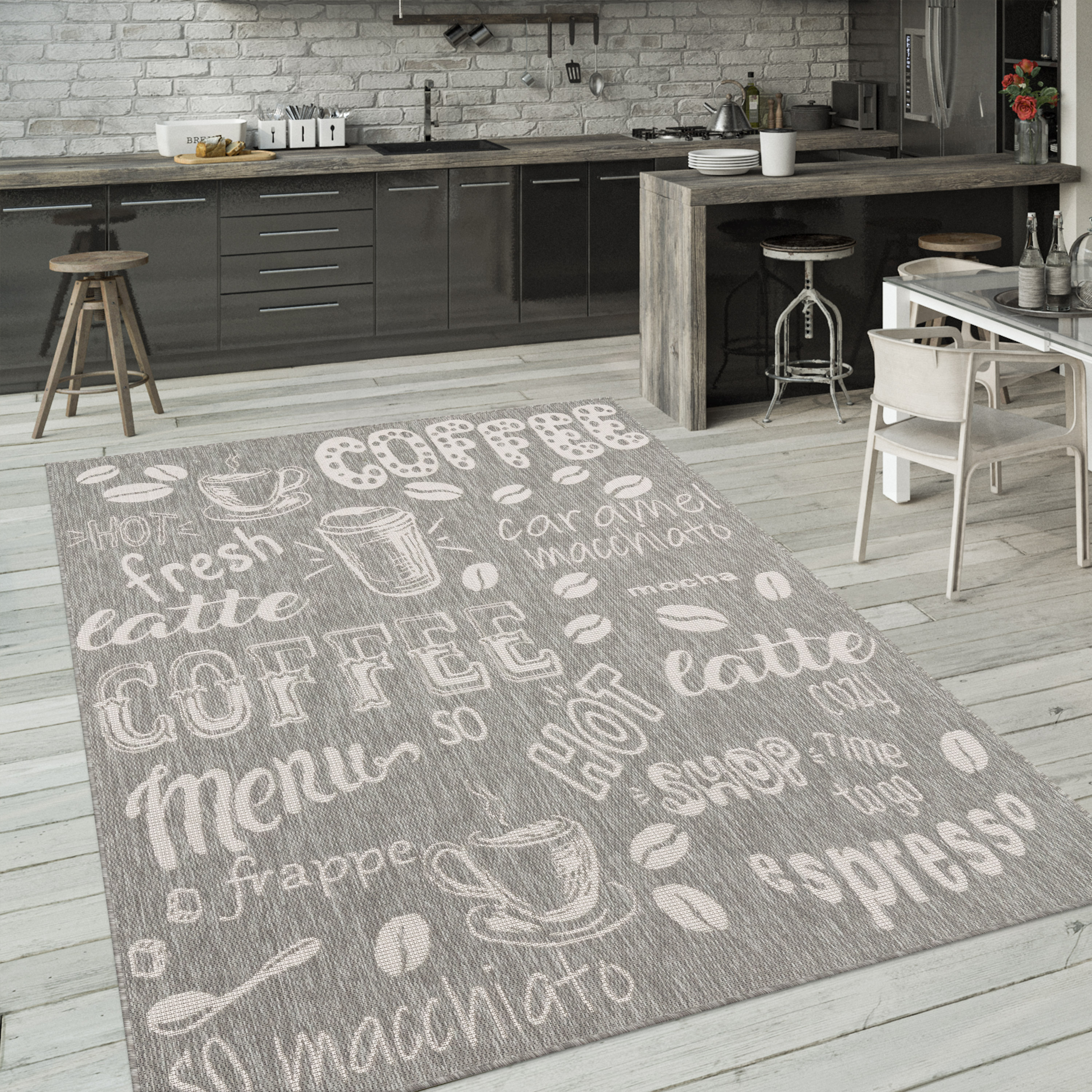 Küchenteppich Cuisinea Grau Mit Schrift