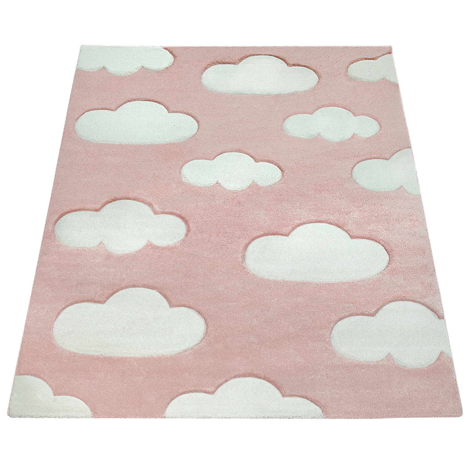 Teppich Kinderzimmer Pastellfarben Wolken Design Pink 