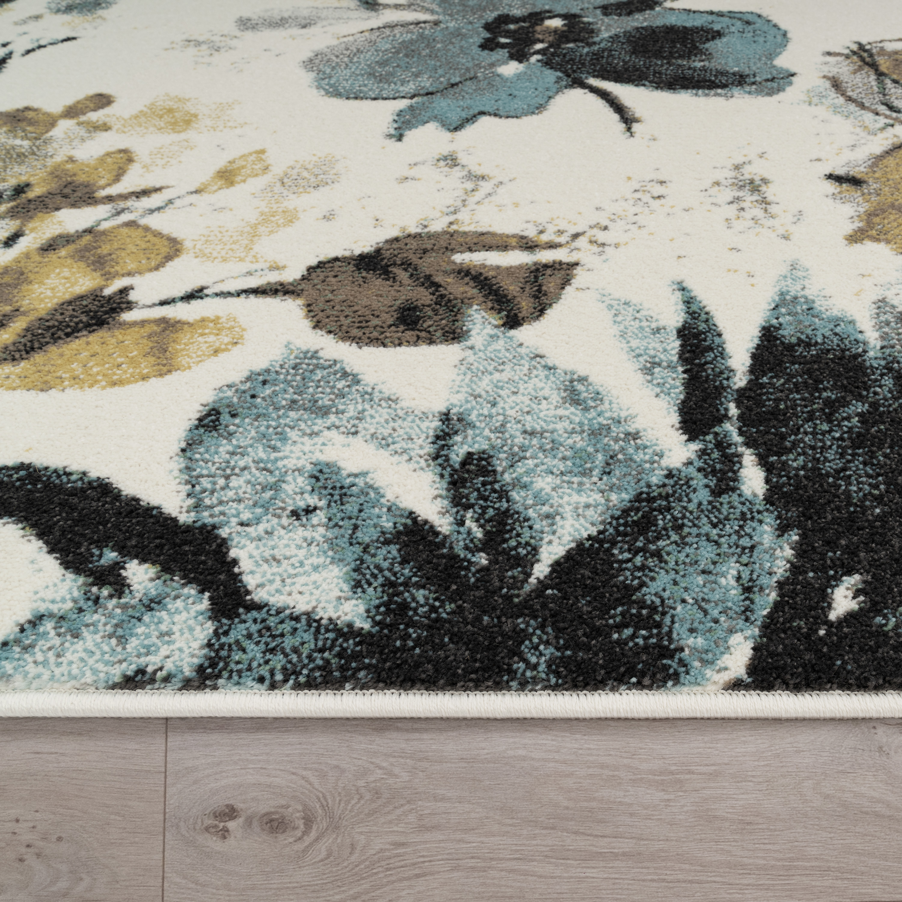 Teppich Wohnzimmer Blumen Muster Pastell Töne Mehrfarbig 