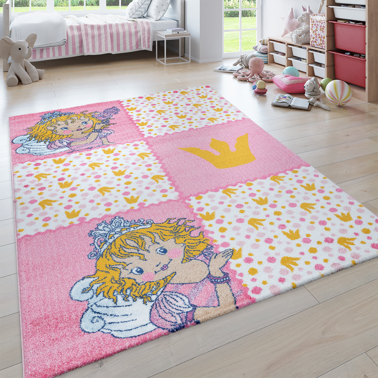 Kinder-Teppich Prinzessin Lillifee Karo Pink 