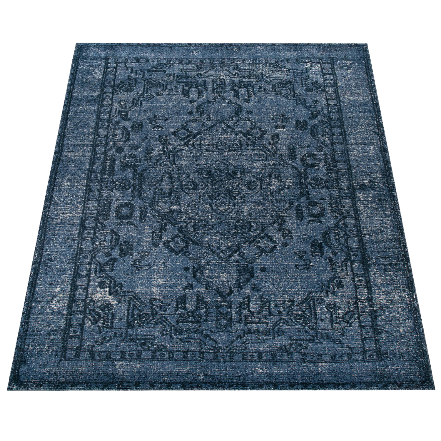 Teppich Wohnzimmer Boho Orientalisches Muster Blau 