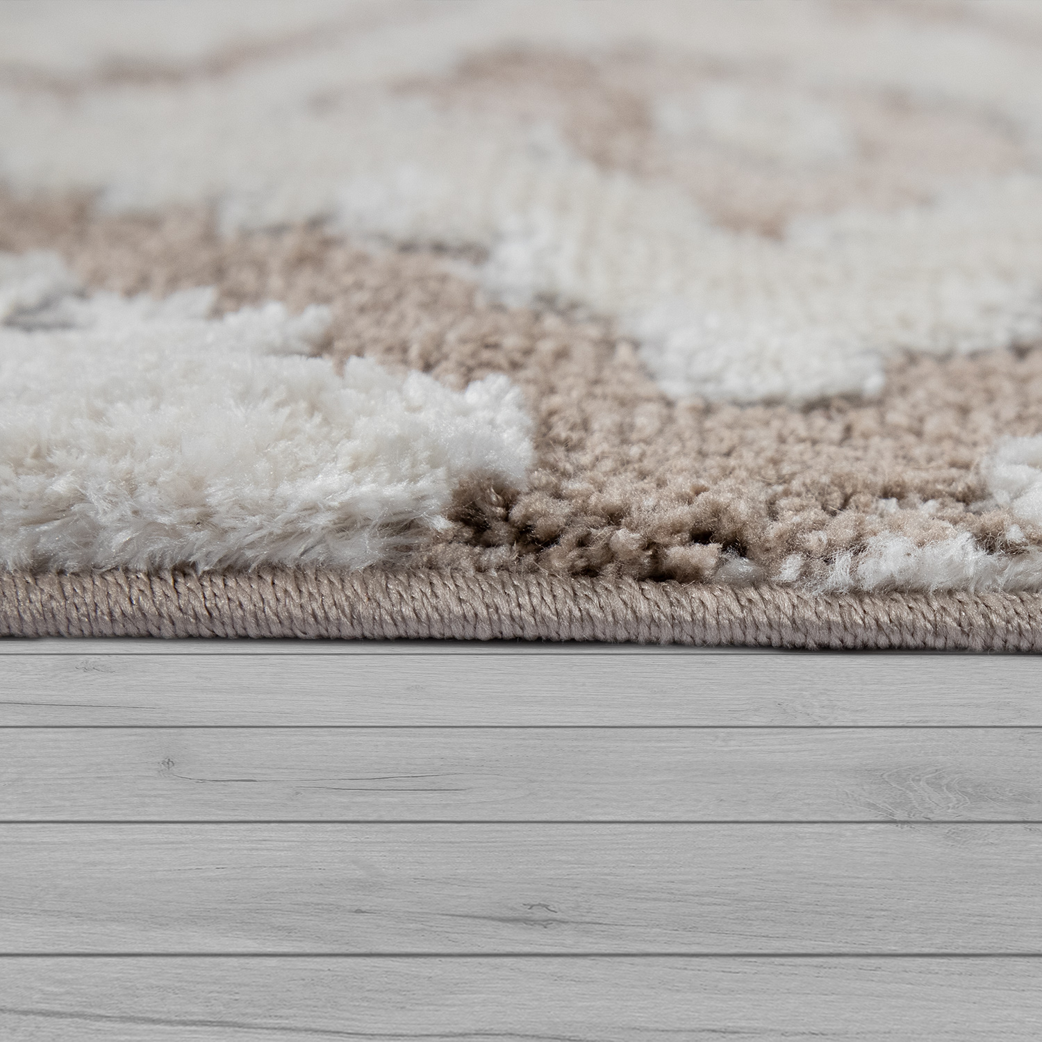 Wohnzimmer-Teppich Glanz-Effekt Rauten Beige 