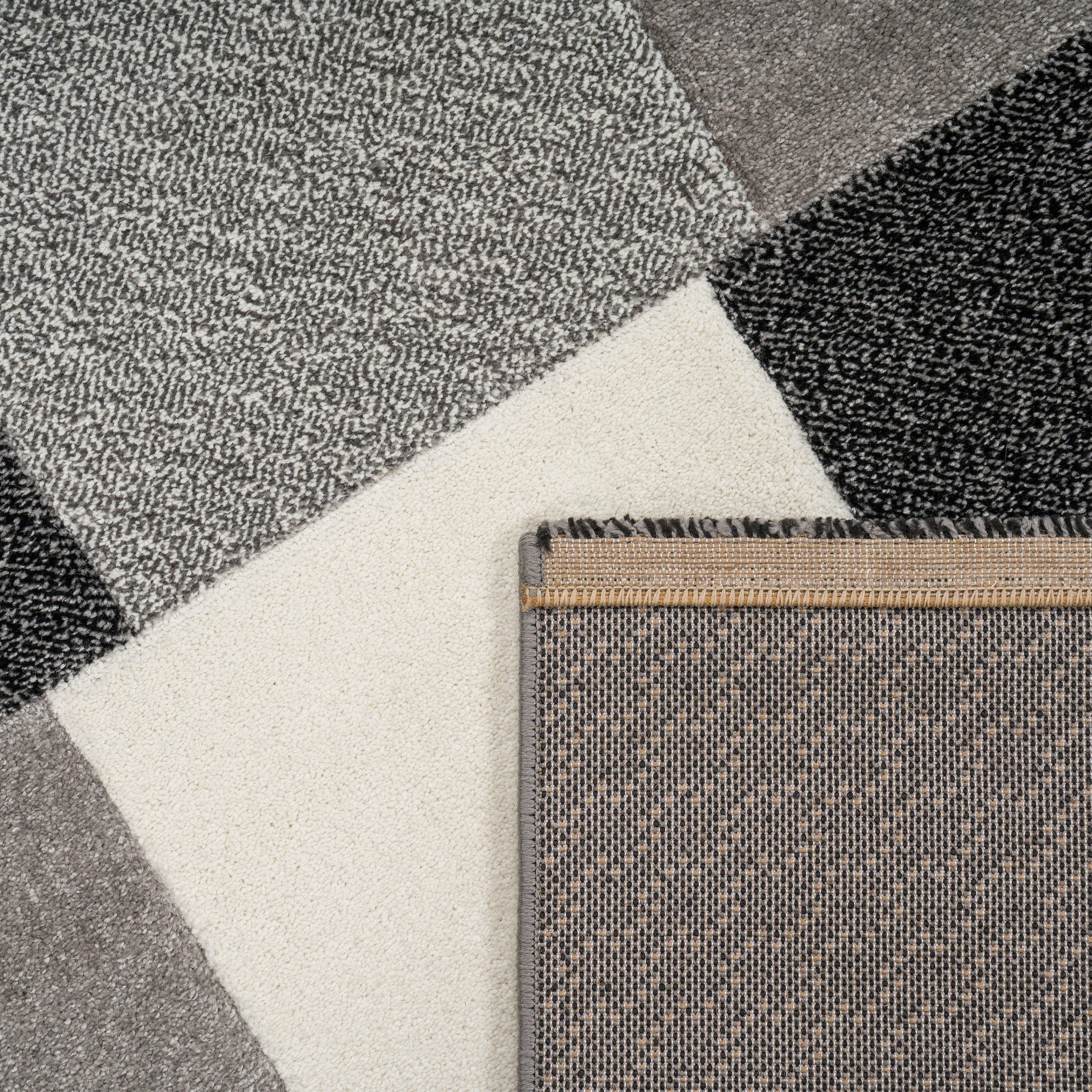 Wohnzimmer Teppich Modern 3-D Karo Muster Grau 