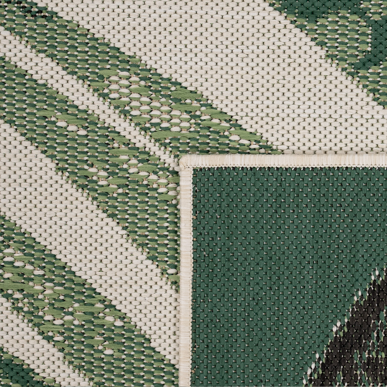 Teppich Terrasse Ethno Floral Palmenmuster Grün Mit Motiv