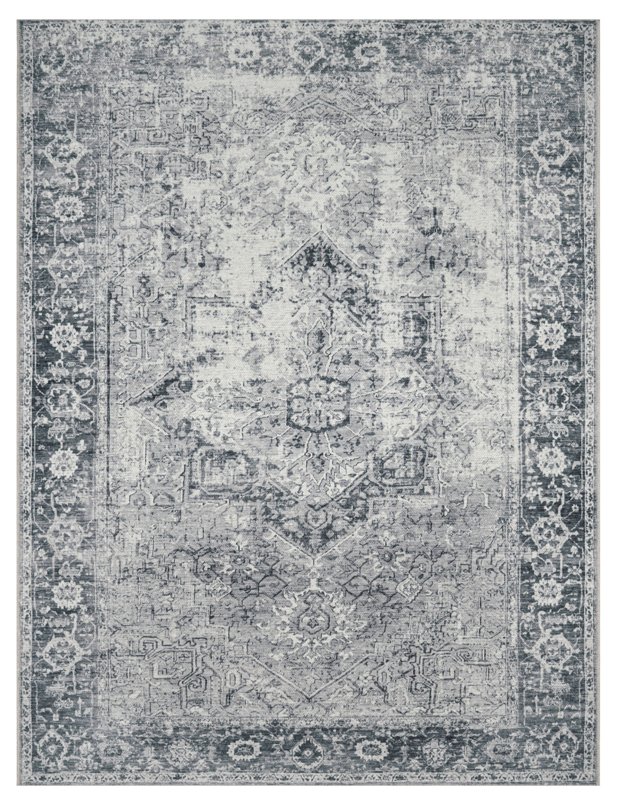 Waschbarer Teppich Leoni Grau Orientalisch