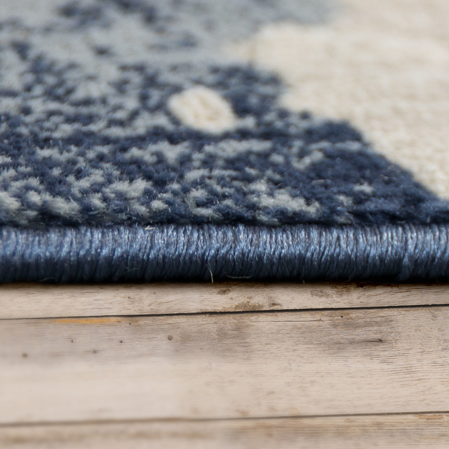Teppich Used Look Ornamente Muster Meliert Blau 