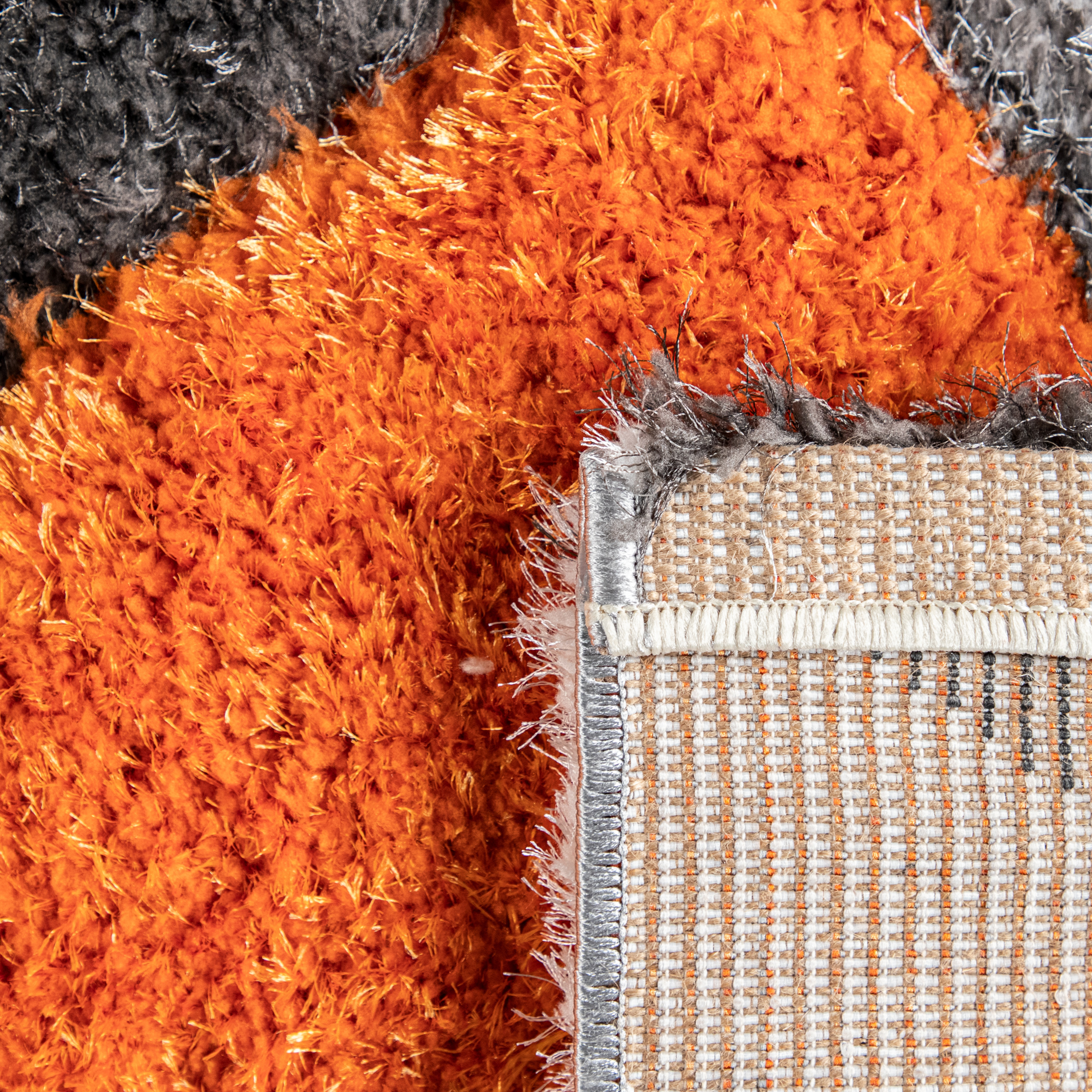 Hochflor Teppich Wohnzimmer Shaggy Muster Abstrakt Orange 
