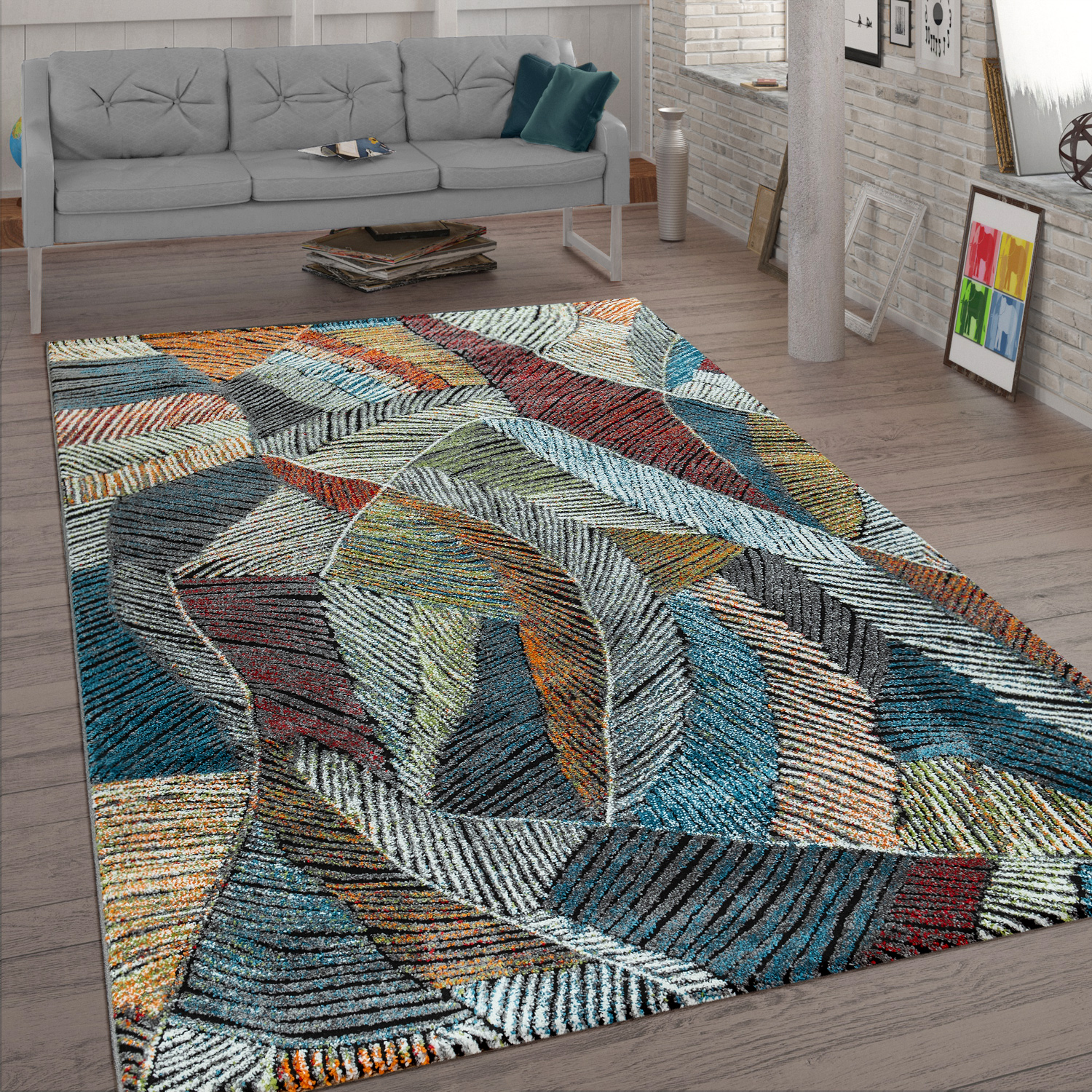Wohnzimmer-Teppich Kurzflor Im Kreide-Design Mehrfarbig 