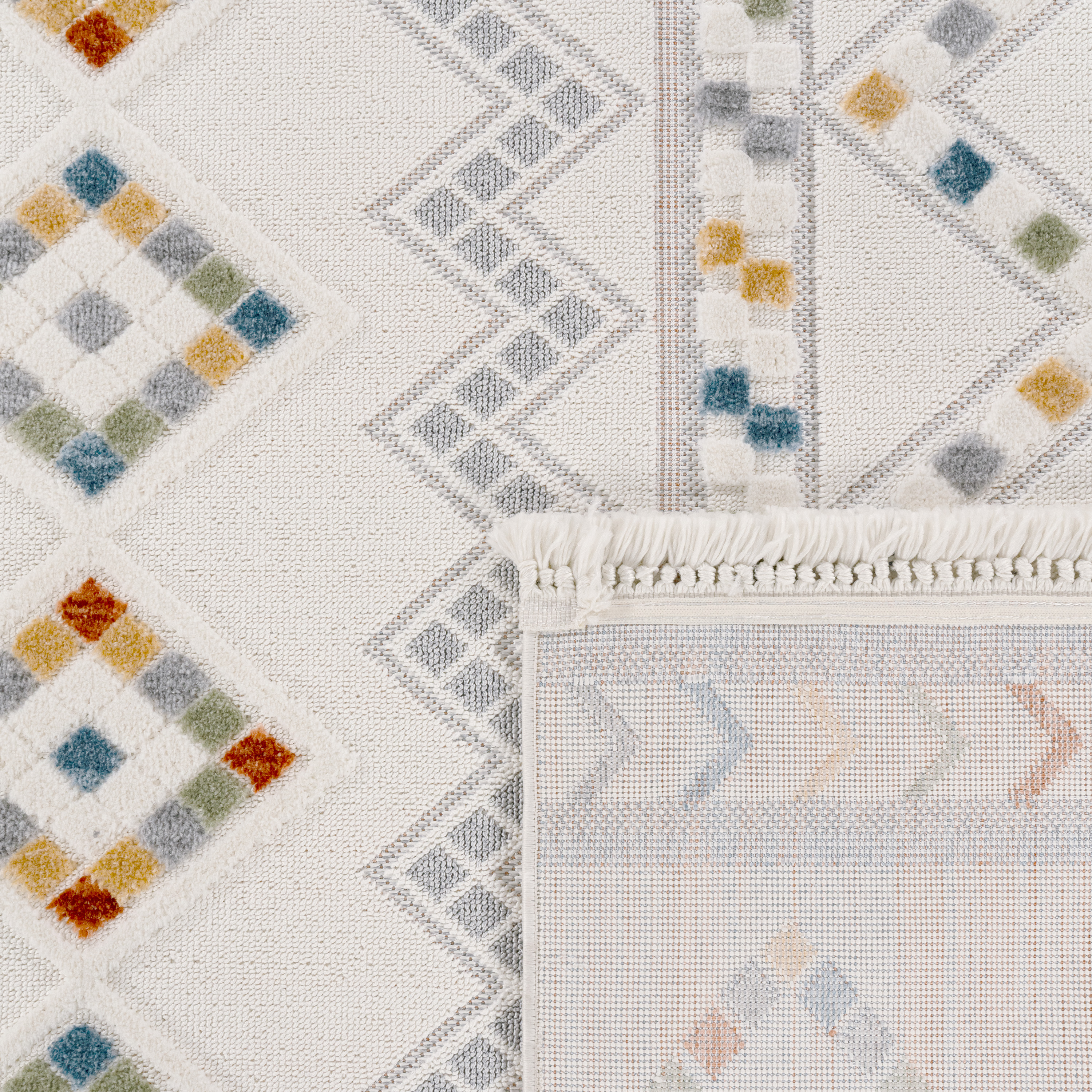 Teppich Esszimmer Ethno Geometrisch Fransen Mehrfarbig Modern