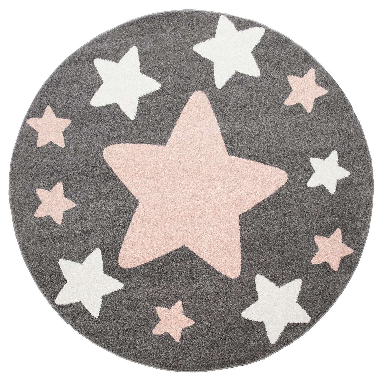Kinderteppich Kinderzimmer Sterne Kurzflor Grau 