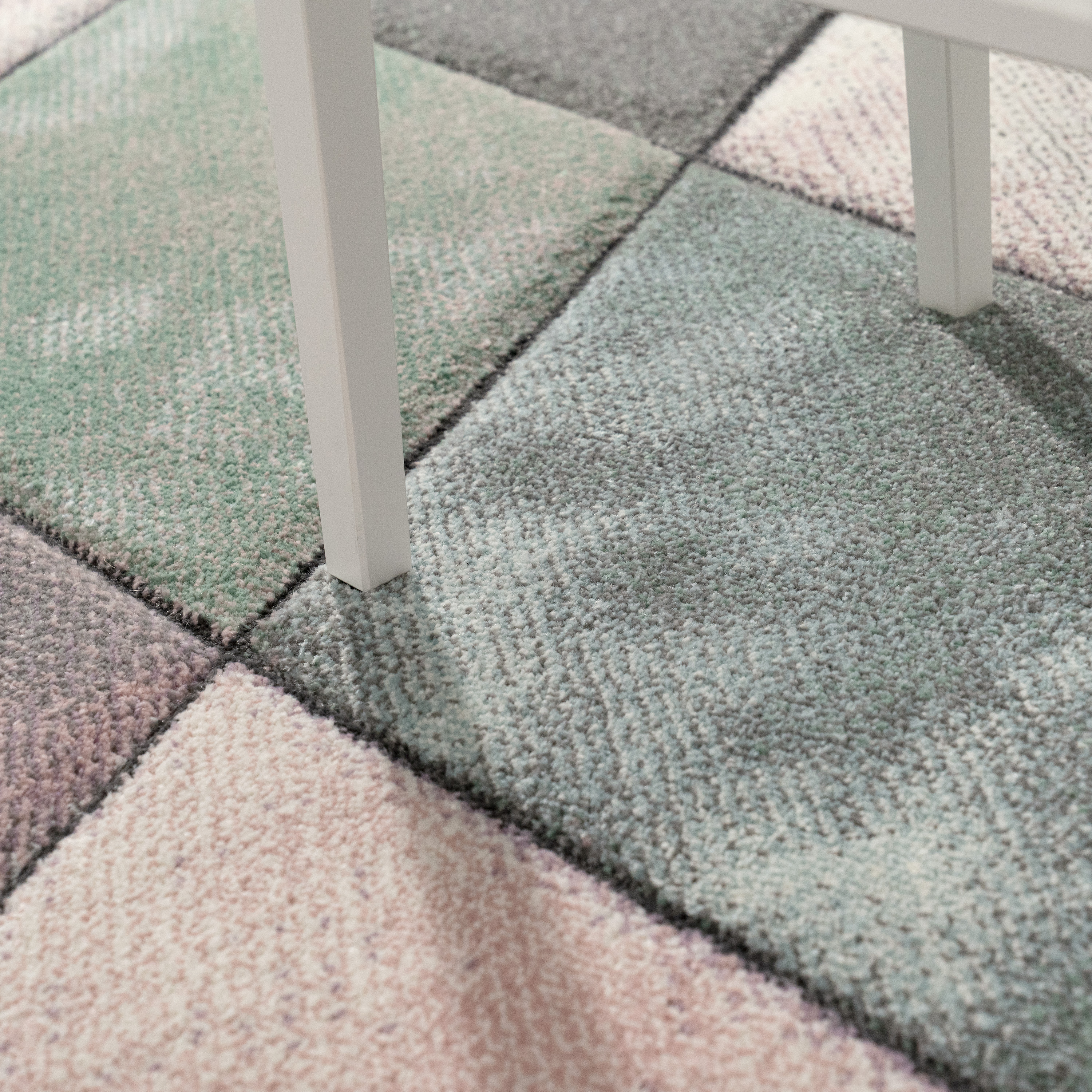Esszimmer Teppich Rautenmuster Geometrisch Modern Mehrfarbig Modern