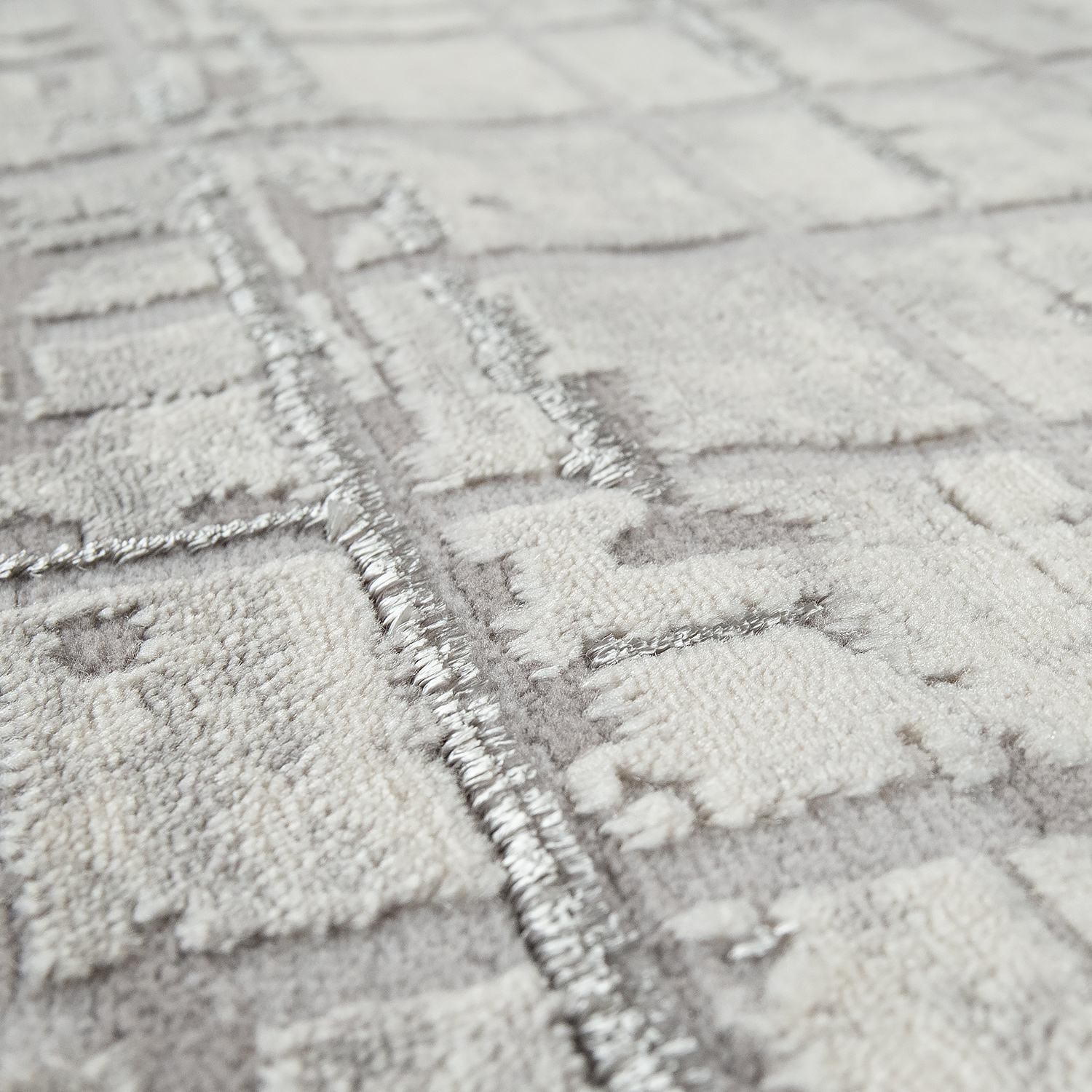 Teppich 3-D Orientalisch Schimmernd Karo Muster Grau 