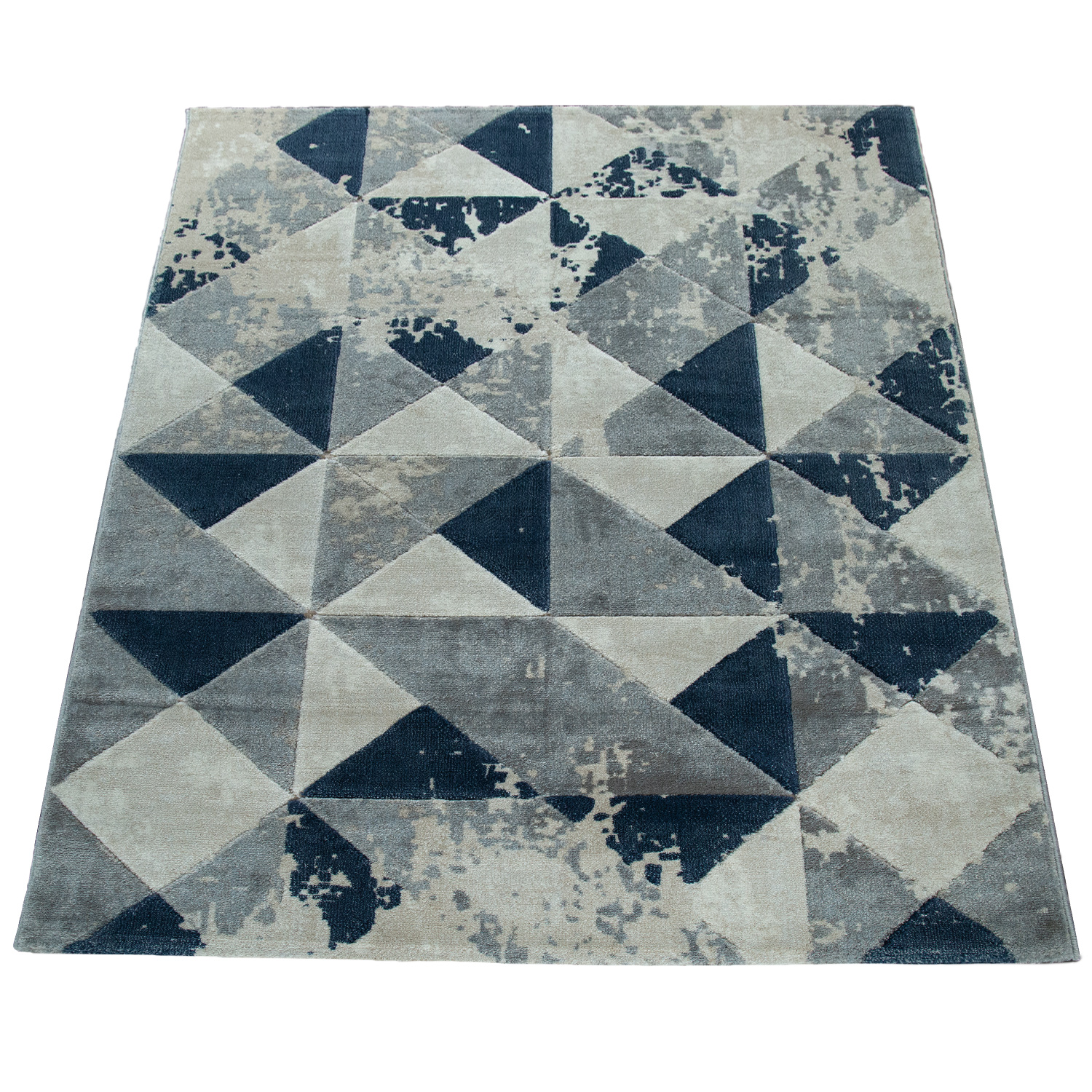 Wohnzimmer-Teppich Kurzflor Modernes Karo-Muster Blau 