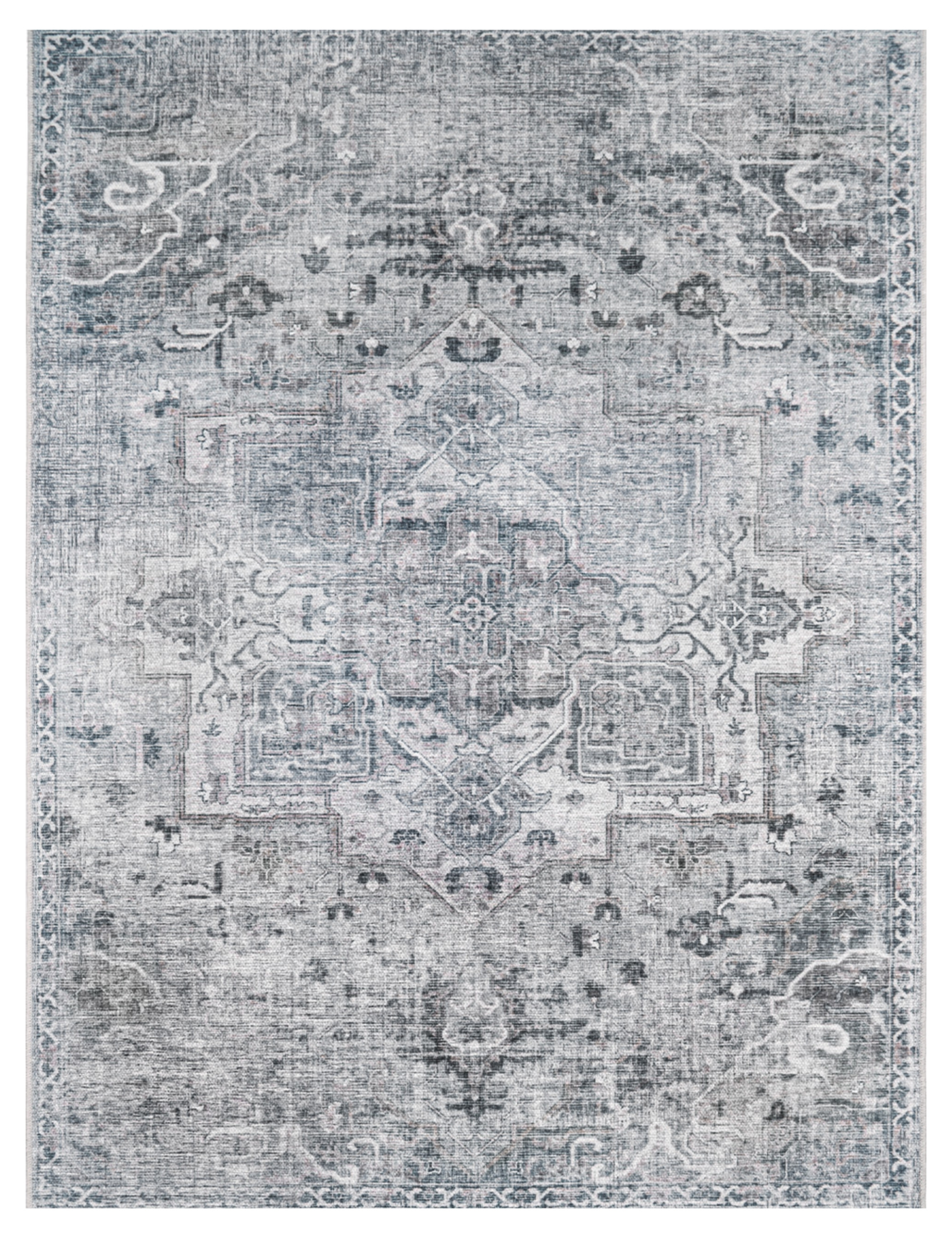 Waschbarer Teppich Leoni Grau Orientalisch