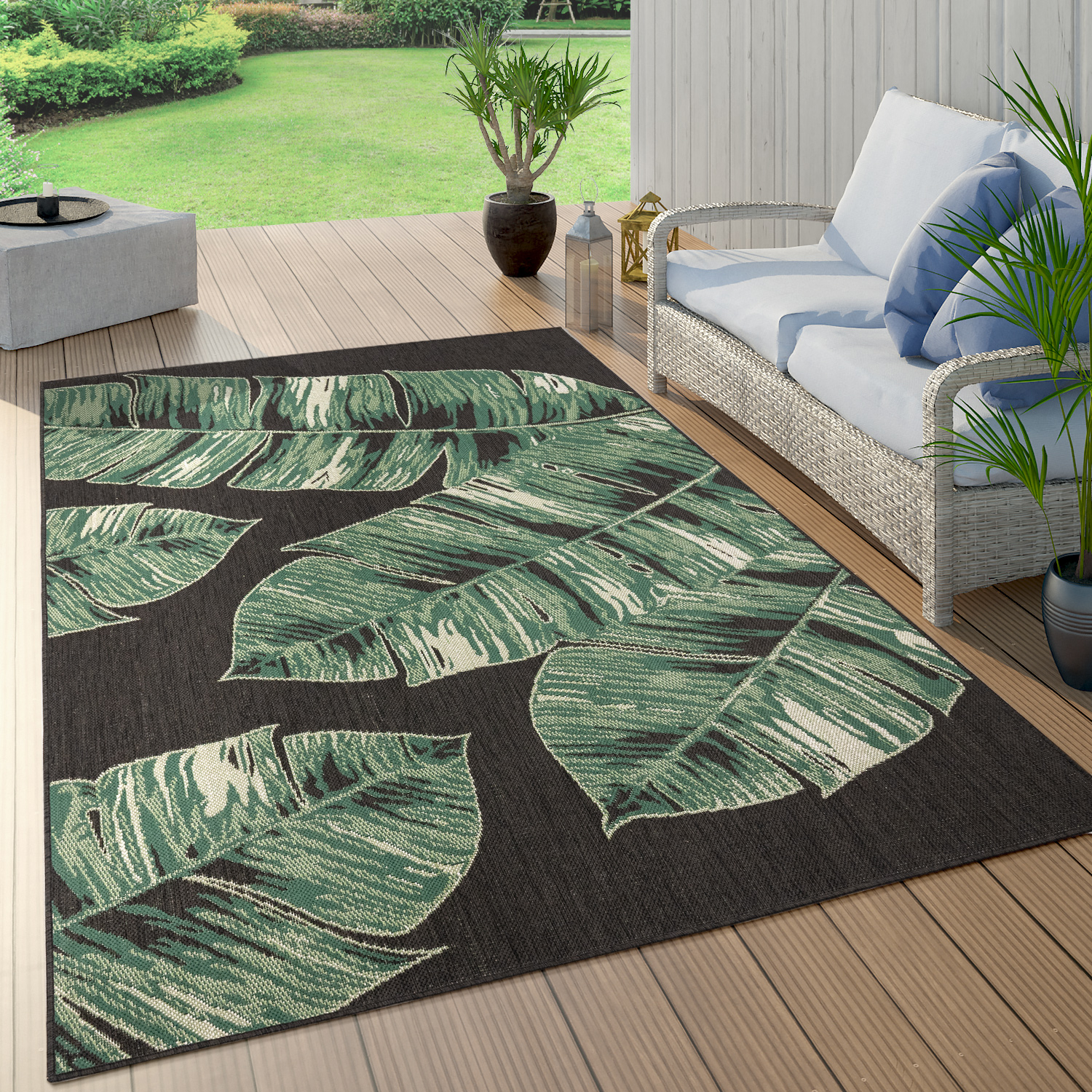 Teppich Garten Küche Dschungel Florales Muster Schwarz Mit Motiv