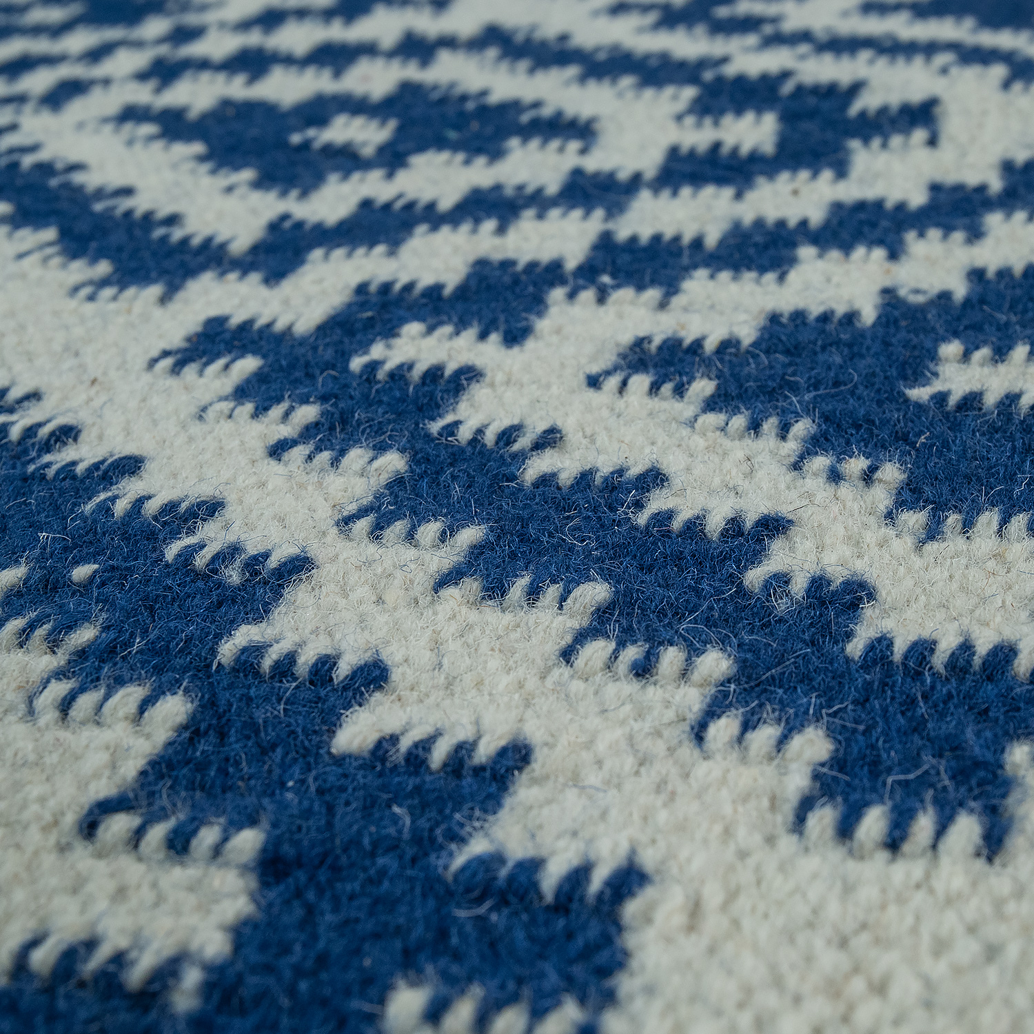 Teppich Orient Muster Handgewebt Skandi Fransen Blau 