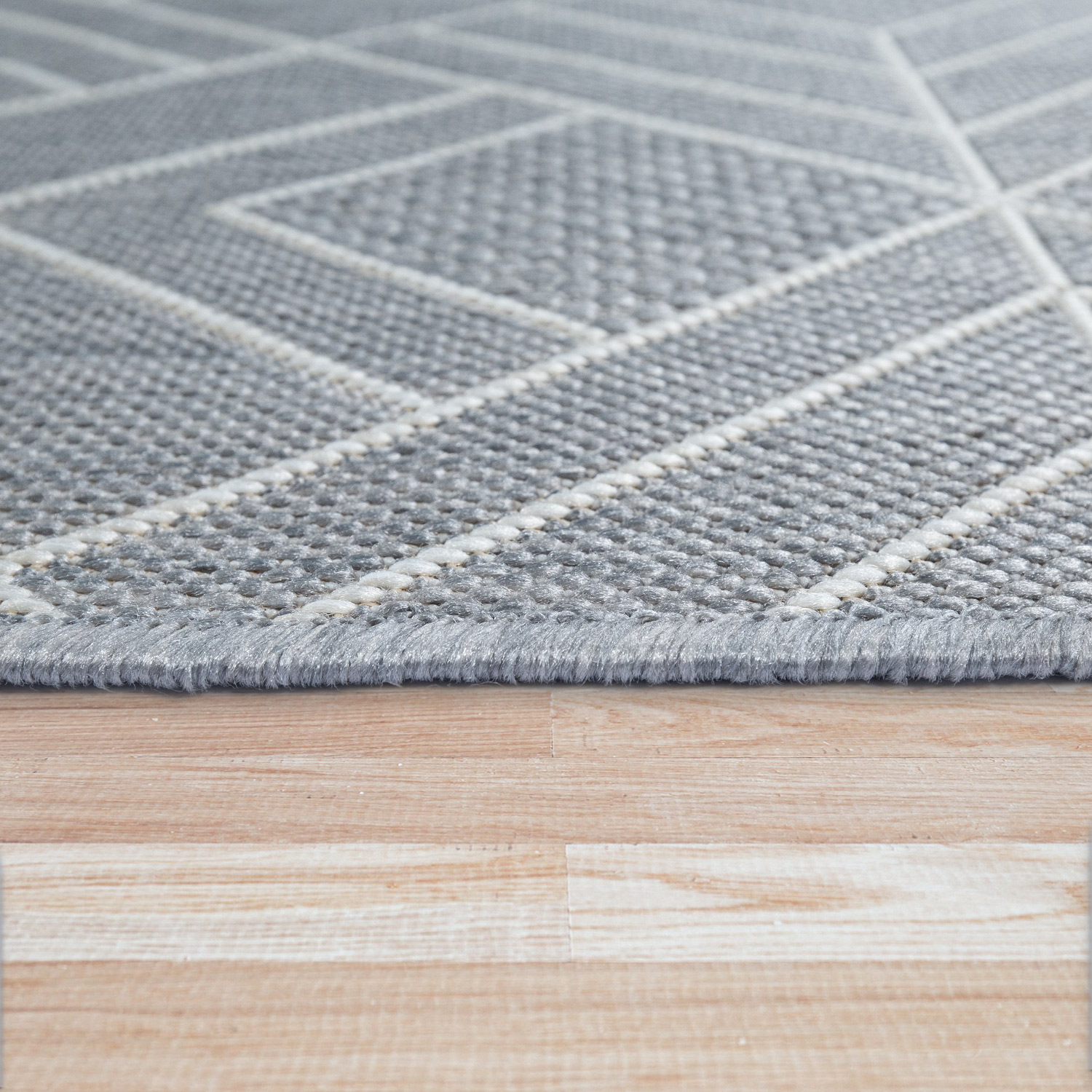Teppich Küche Geometrische Muster Raute Grau Gemustert