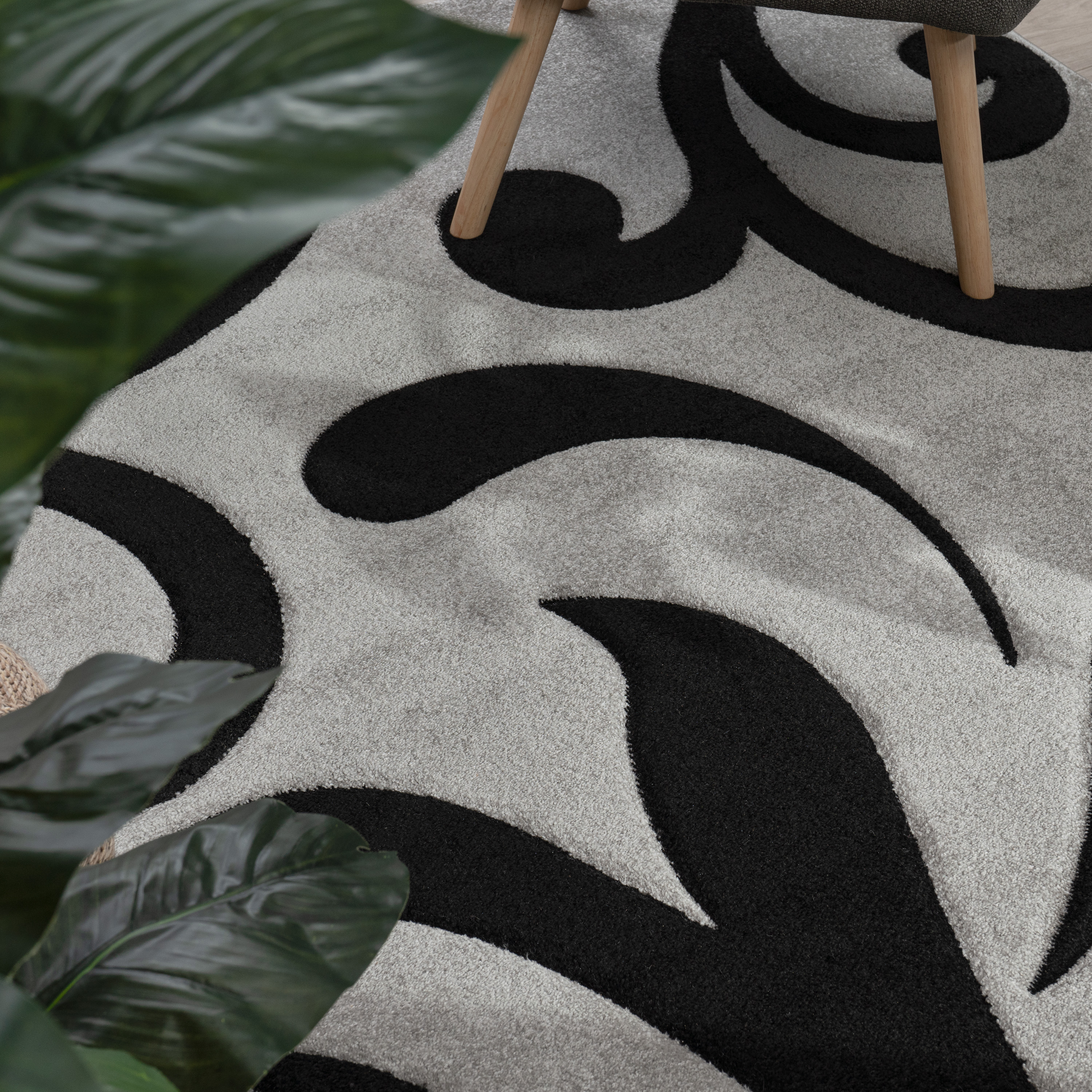 Designer Teppich mit Konturenschnitt Modern Grau 