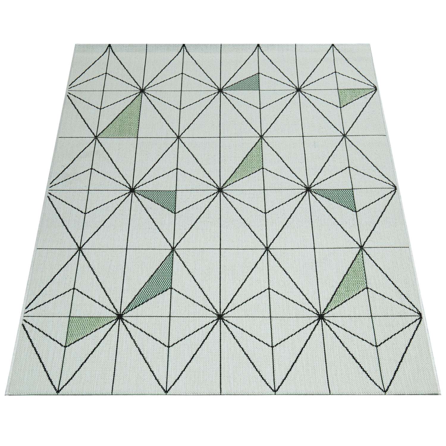 In- & Outdoor Teppich Rauten Muster Grün 