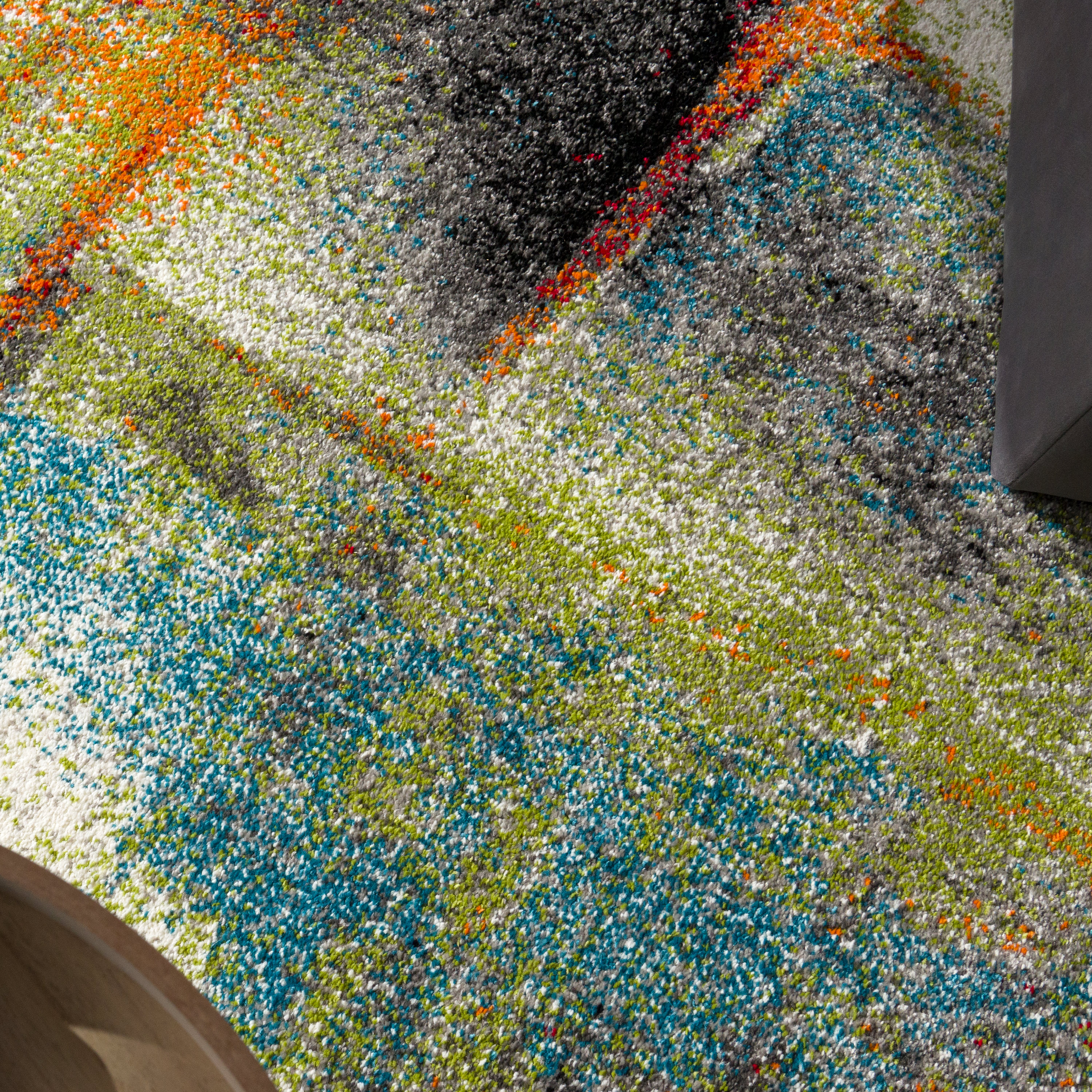 Designer Teppich Modern Kurzflor Wohnzimmer Trendig Meliert Mehrfarbig Vintage