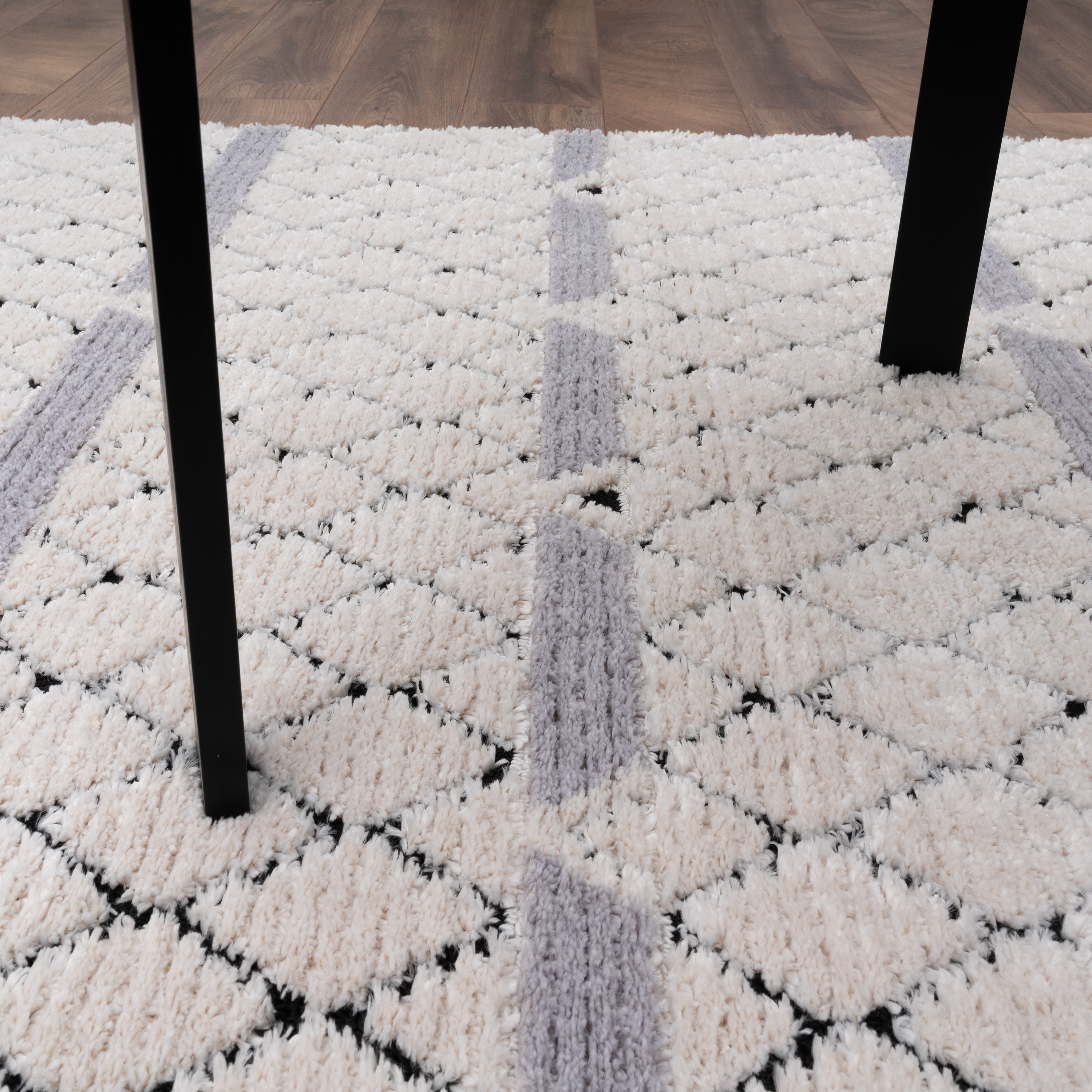 Teppich Esszimmer Skandinavisches 3D Rauten Design Grau Skandinavisch