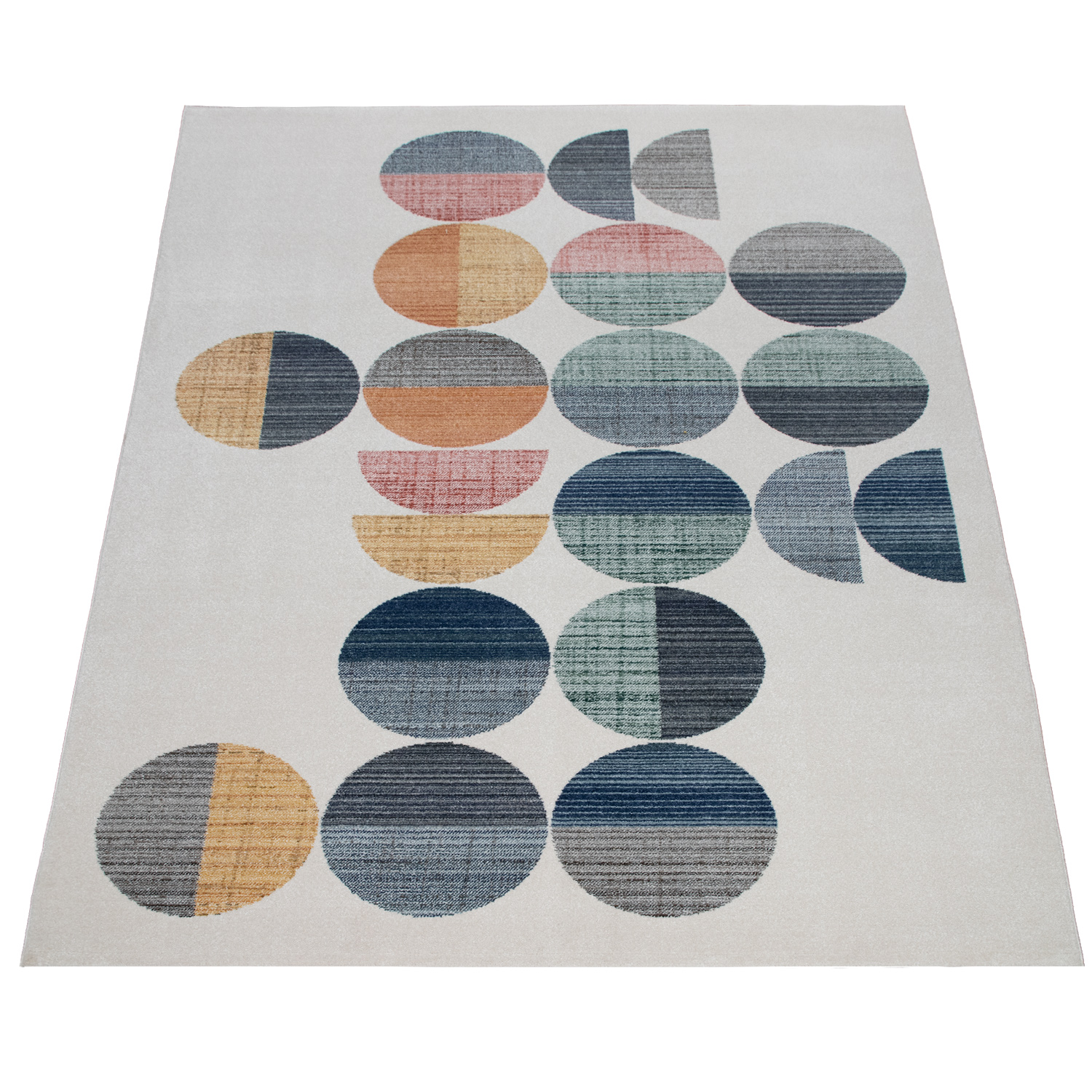 Teppich Wohnzimmer Abstraktes Kreis Design 3-D-Effekt Mehrfarbig 