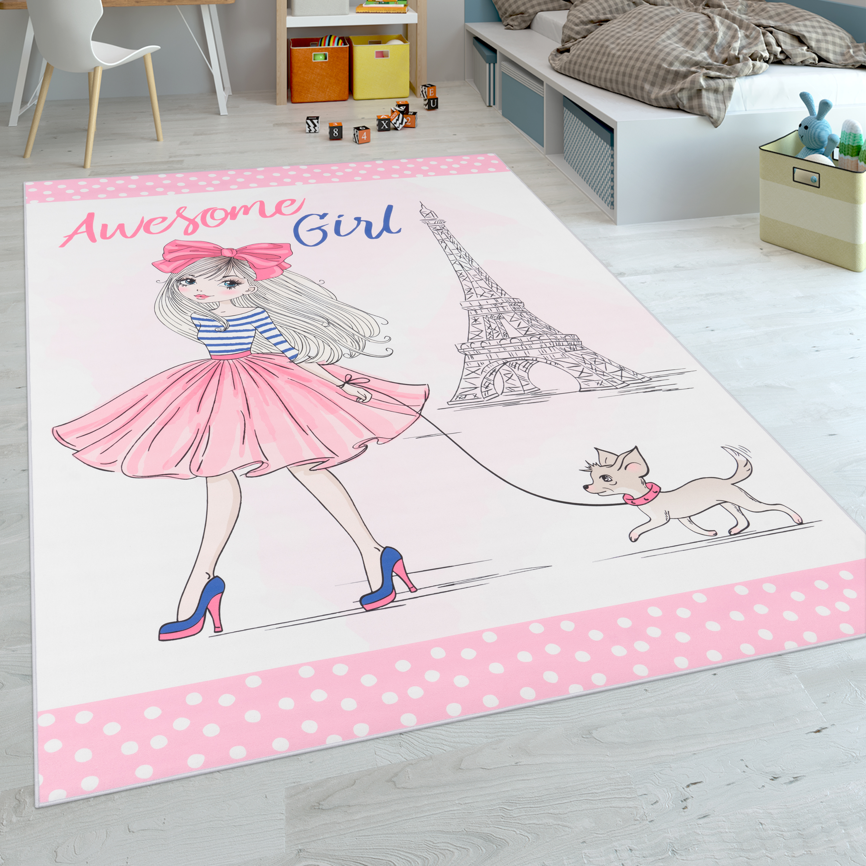Teppich Kinderzimmer Mädchen-Design Print Pink 