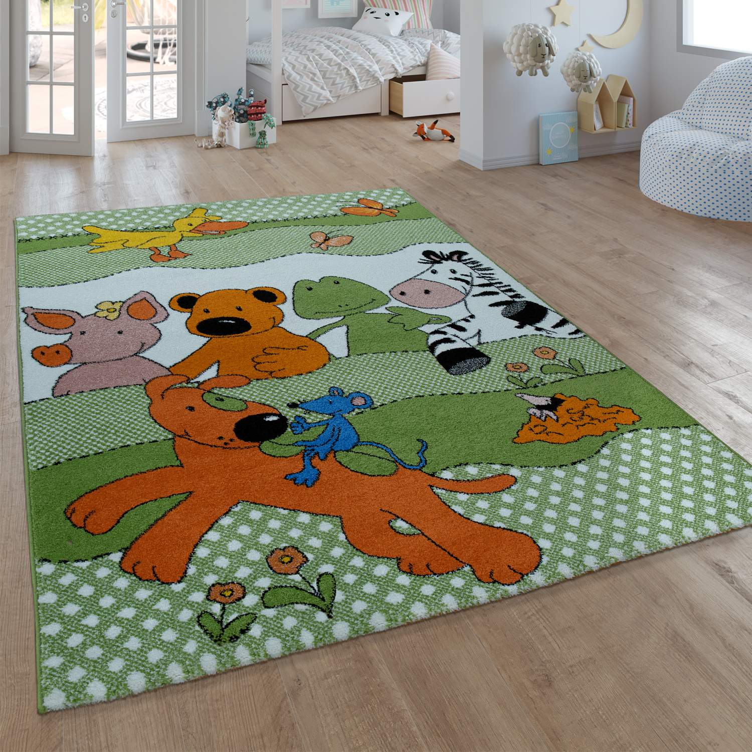 Kinder-Teppich Die Lieben Sieben-Design Grün 