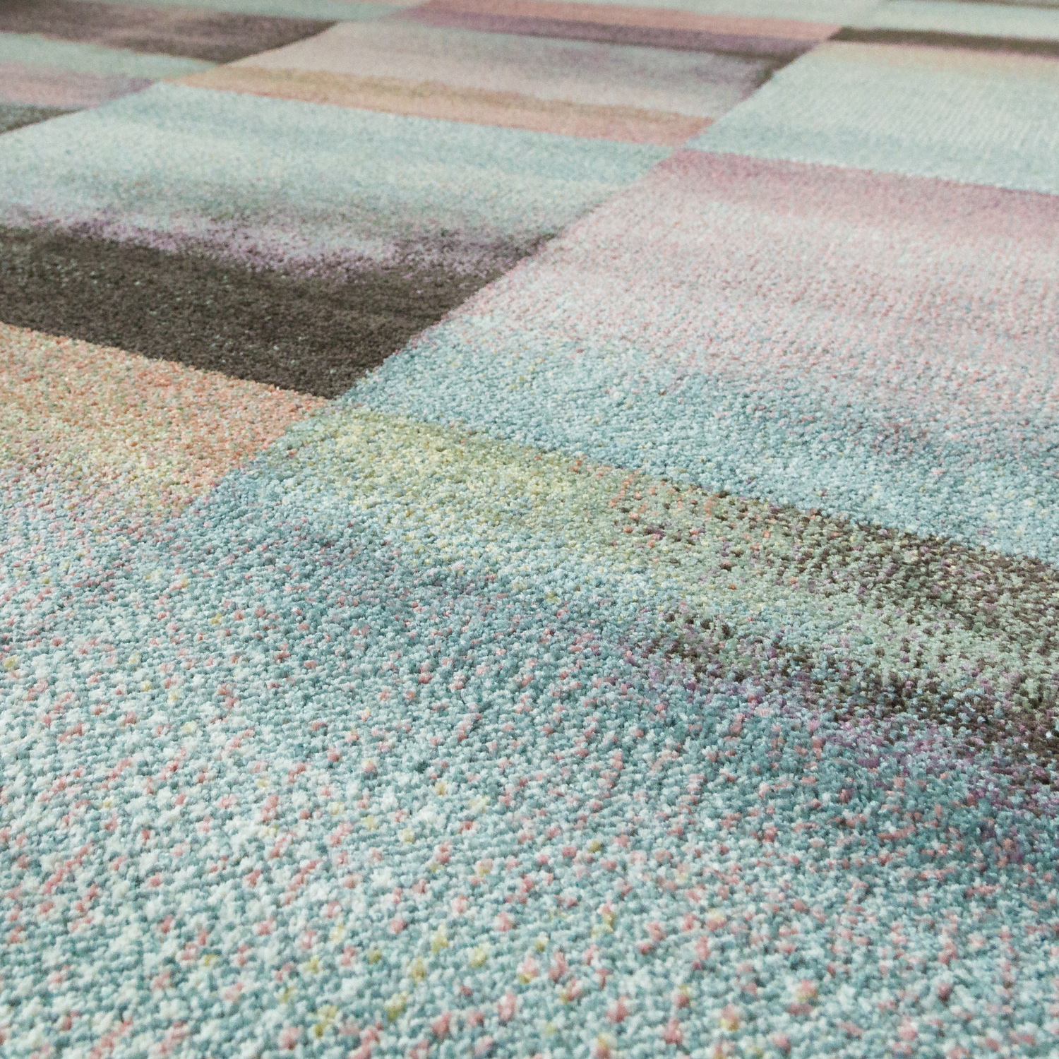Teppich Modern Wohnzimmer Farbverlauf Karo Muster Mehrfarbig 