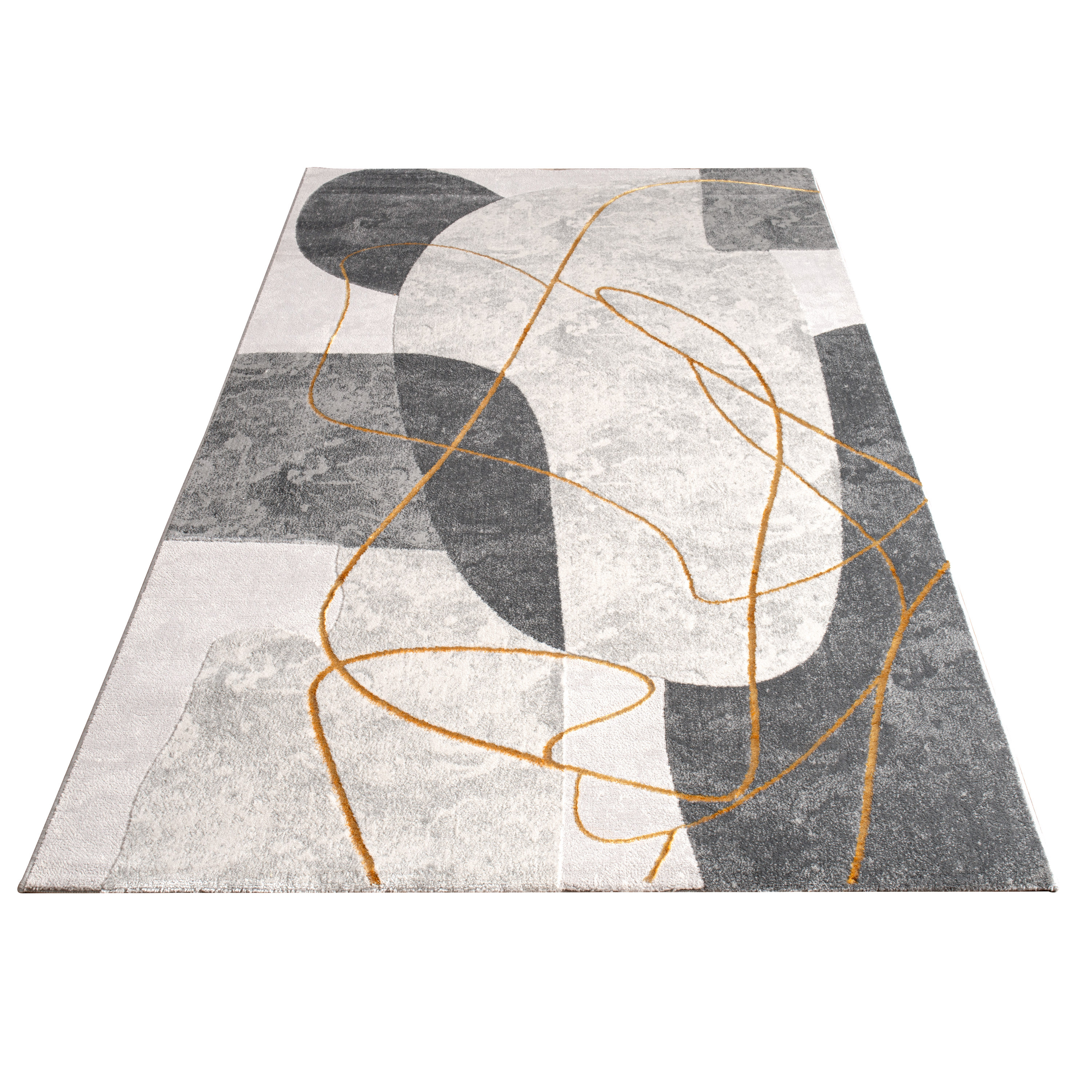 Teppich Esszimmer Abstrakt Geometrisch Bogen Grau Modern