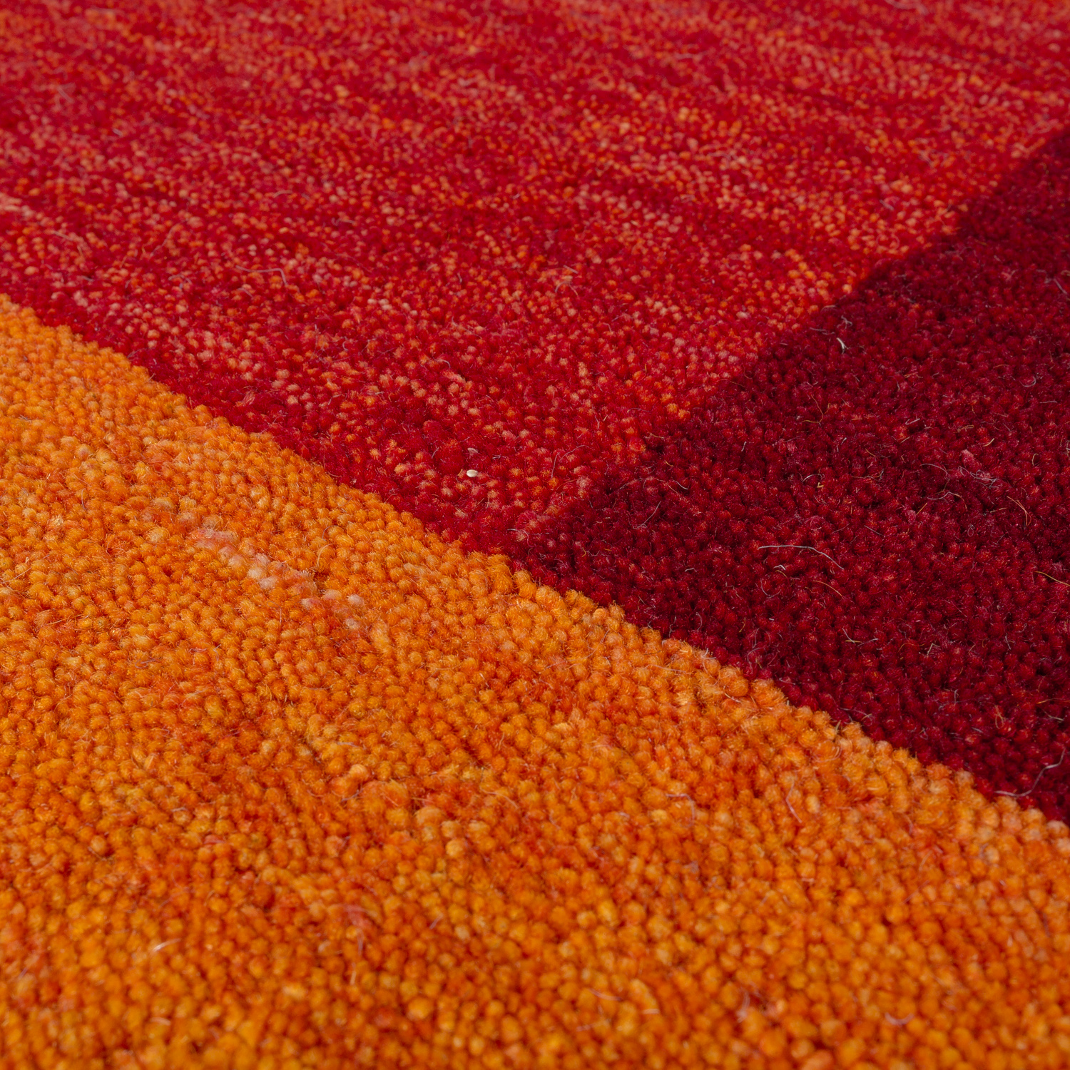 Teppich Handgewebt Gabbeh Meliert Wolle Kariert Orange 