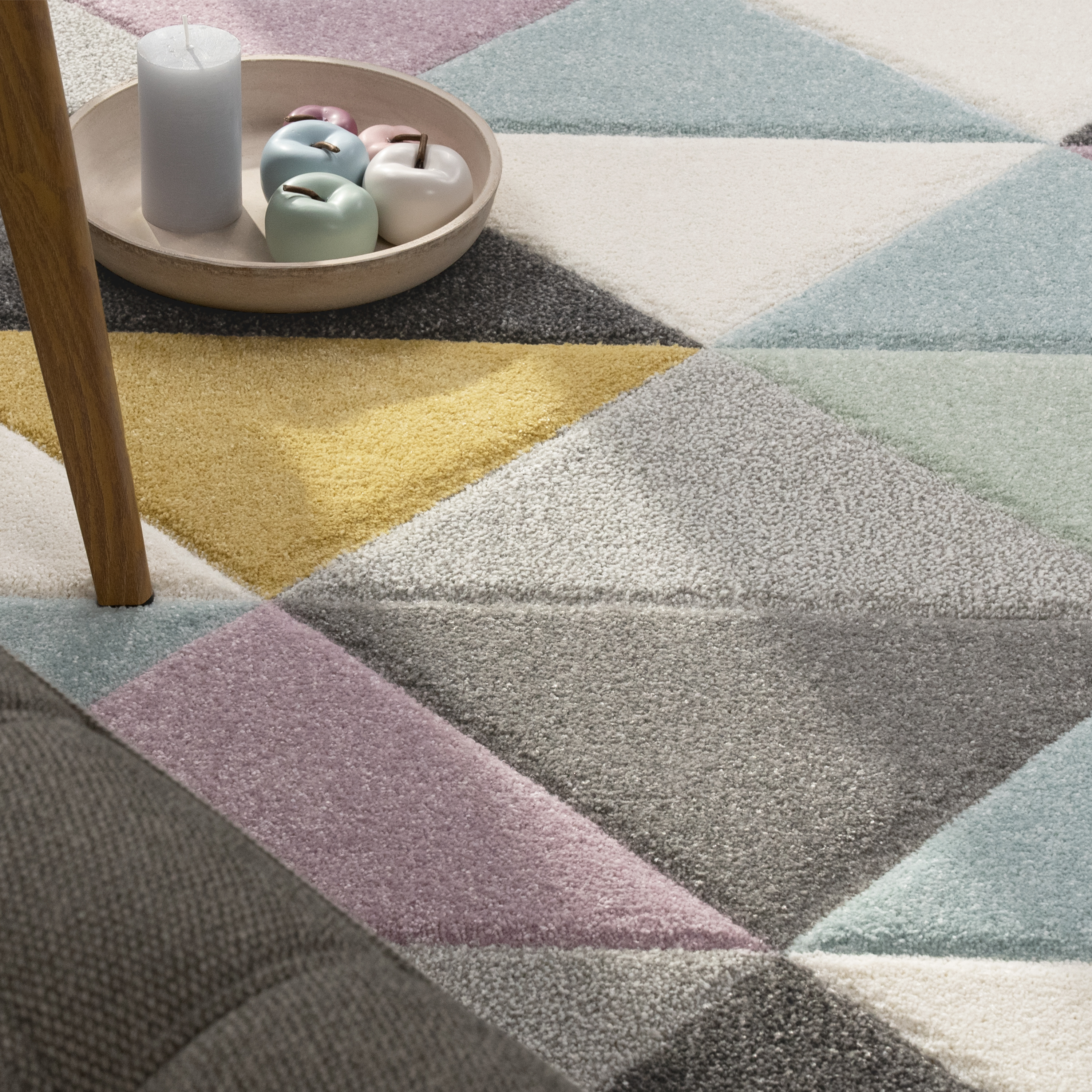 Teppich Esszimmer Rauten Geometrisches Design 3D Mehrfarbig Modern