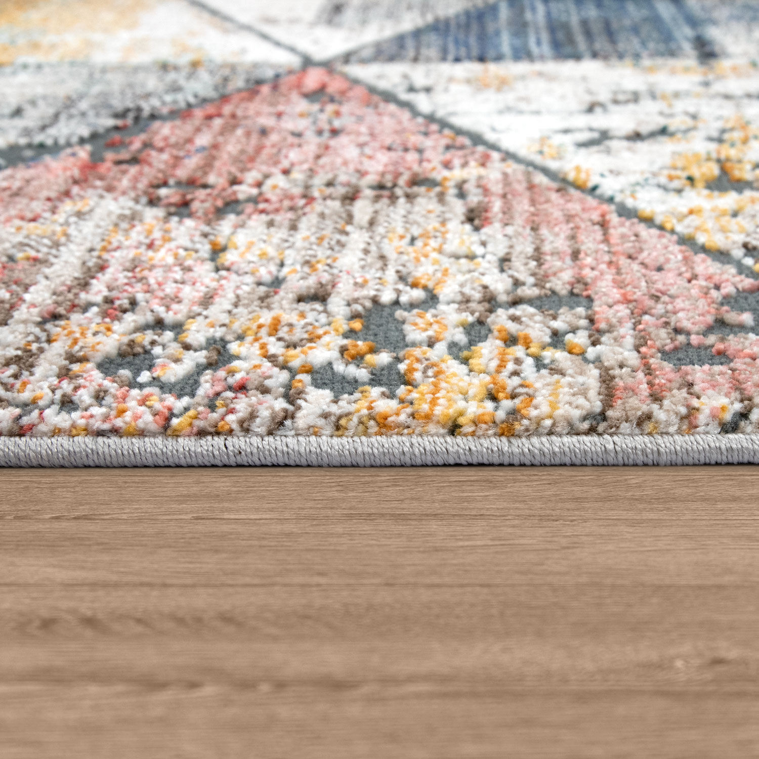 Teppich Rauten-Design 3-D-Look Wohnzimmer Mehrfarbig 