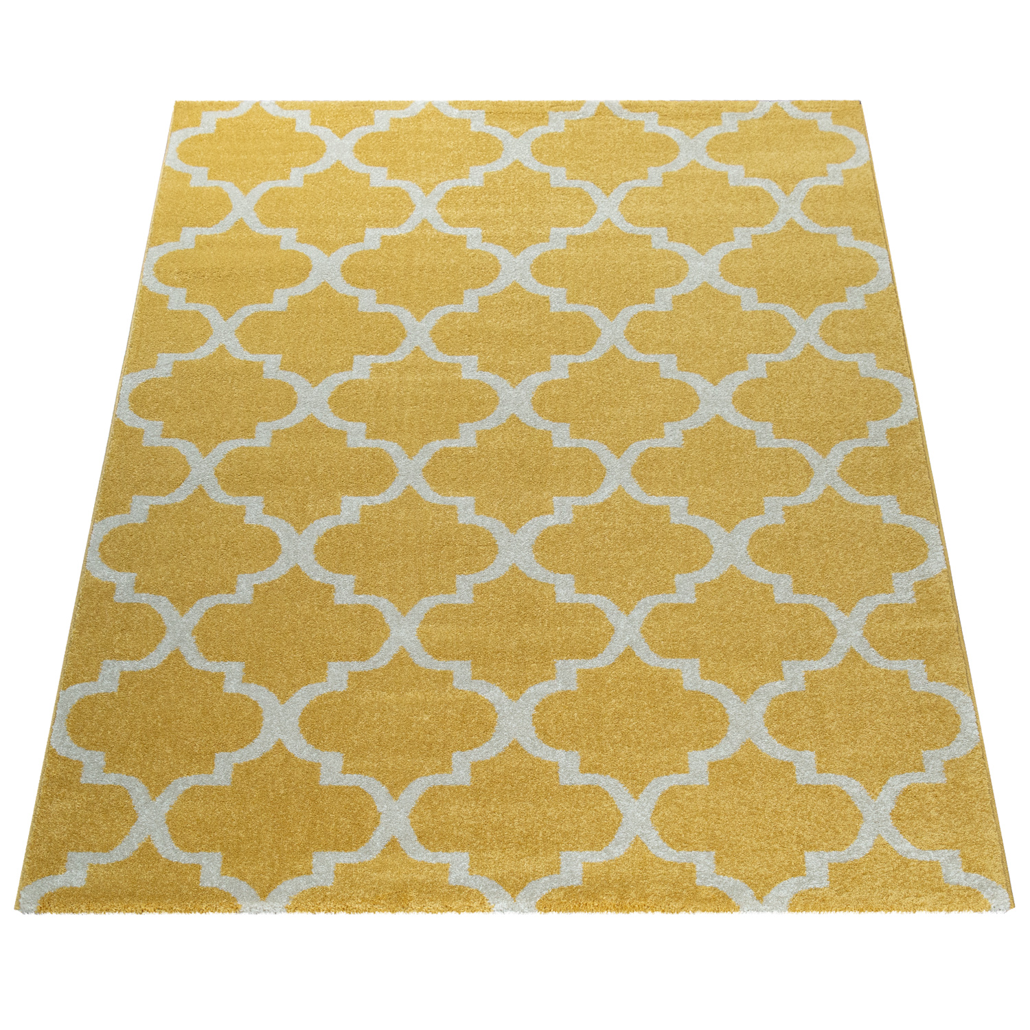 Wohnzimmer-Teppich Kurzflor Im Orient-Design Gelb 