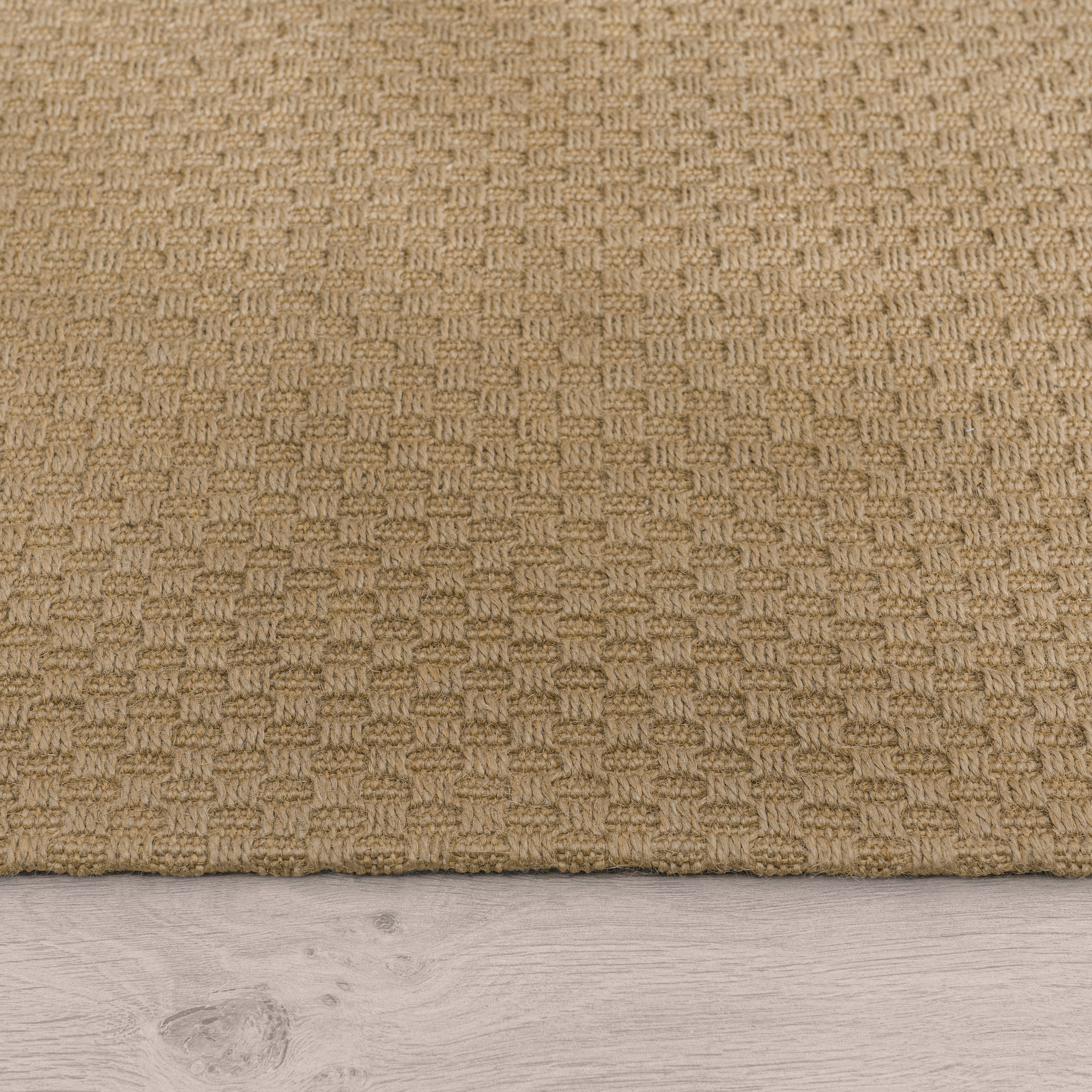 Teppich Esszimmer Jute Karo Muster Handgearbeitet Beige Uni