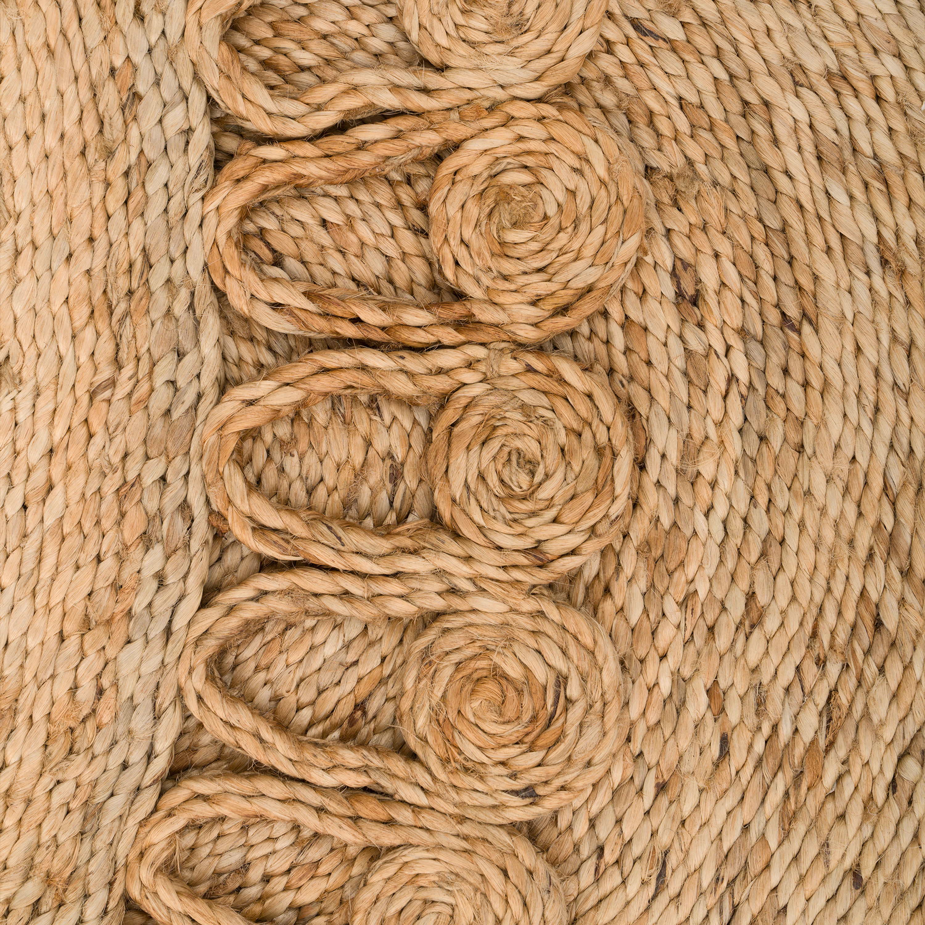 Jute Teppich Handgefertigt Rund Ethno Natur Muster Beige Modern