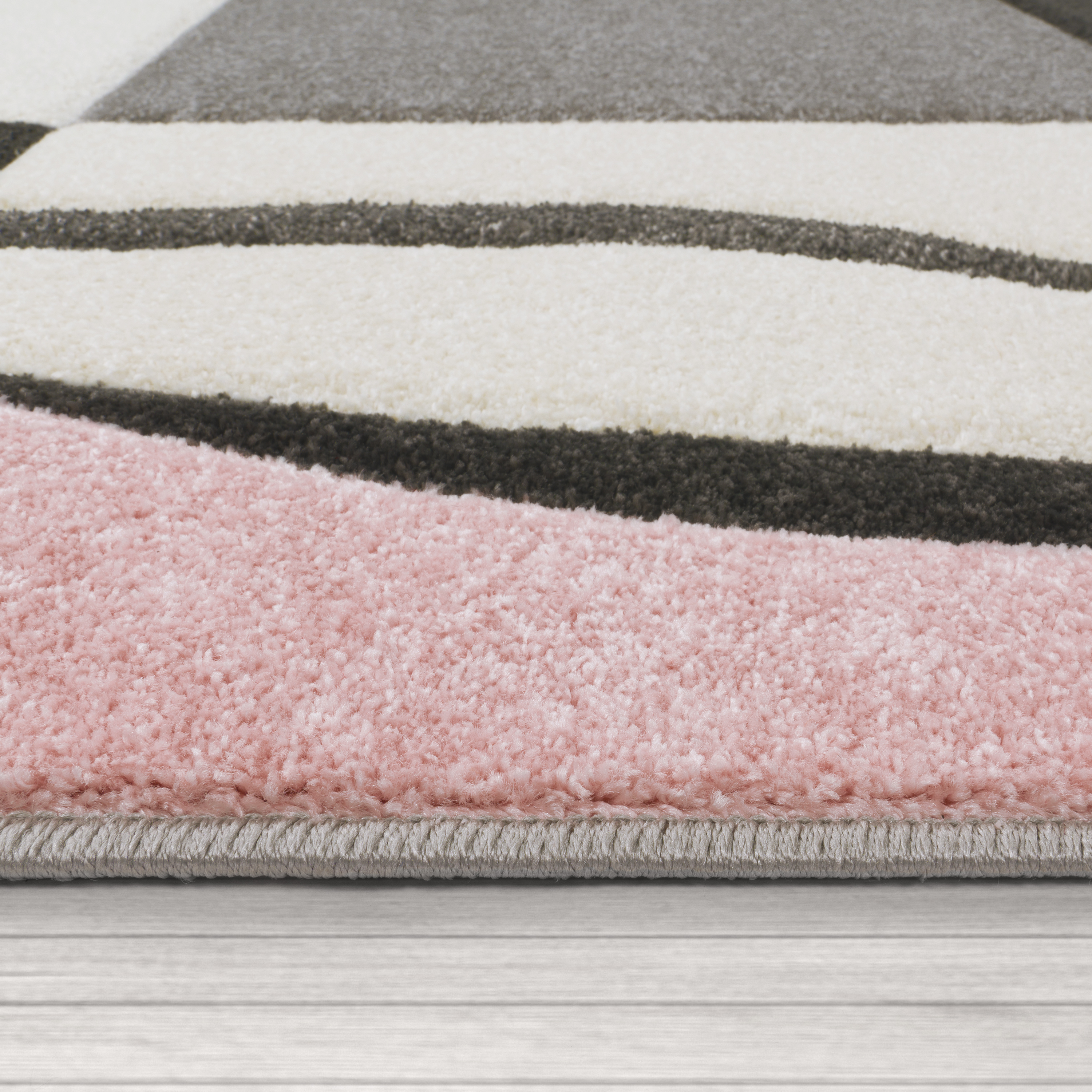 Teppich Pastellfarben 3-D Karo Muster Kurzflor Pink 