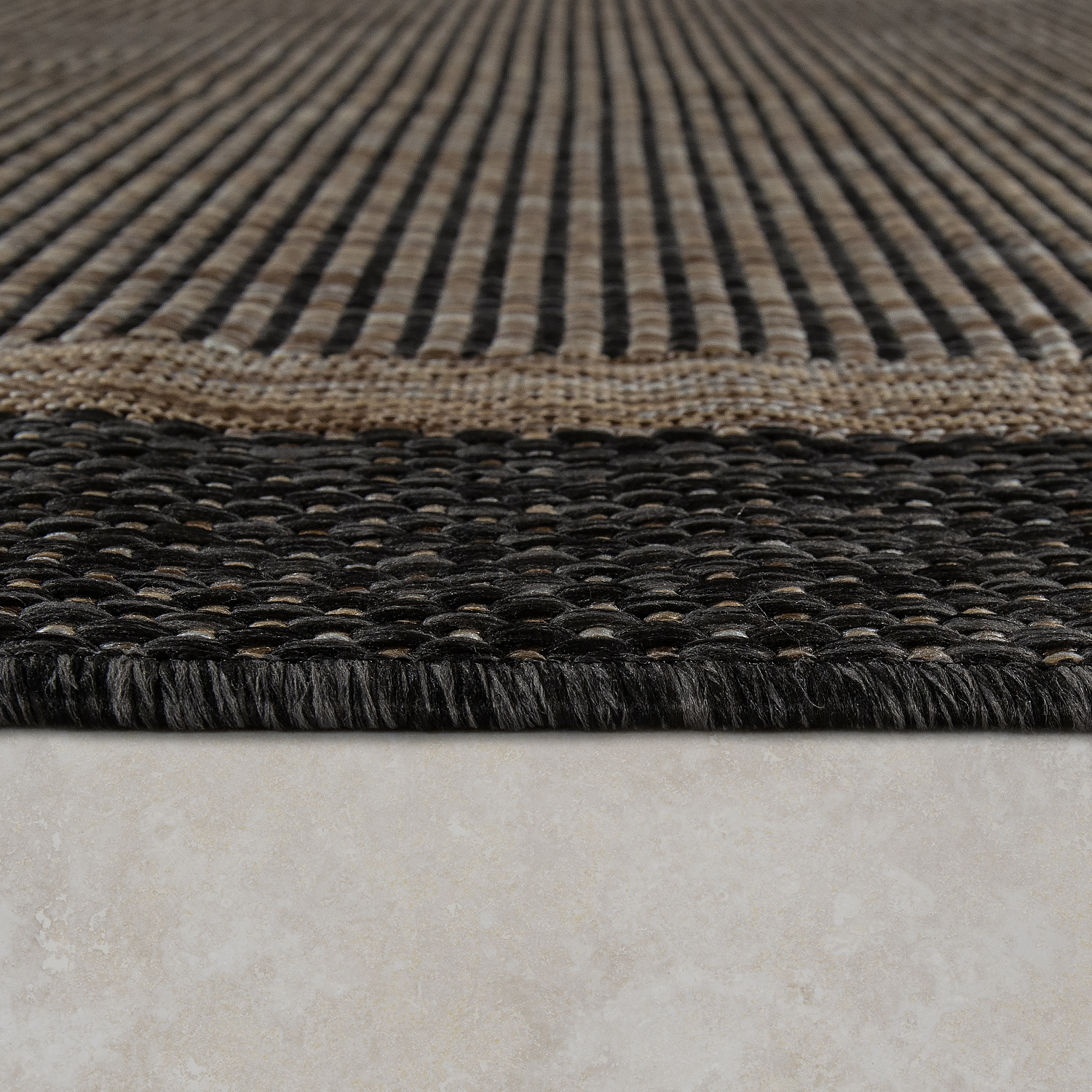 In- & Outdoor Teppich Bordüre Natürlicher Look Grau 