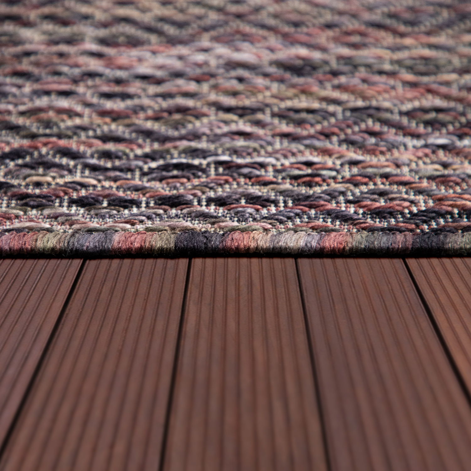 In- & Outdoor-Teppich Rauten-Muster Balkon Schwarz 