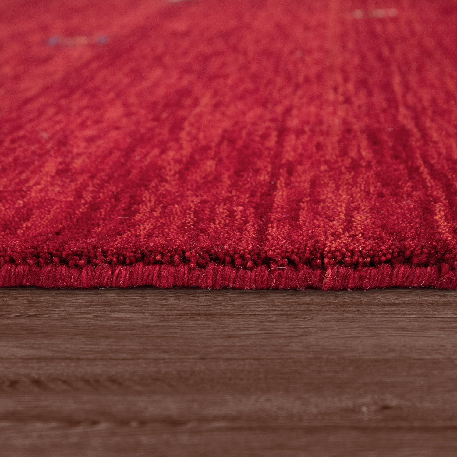Ethno Teppich Wohnzimmer Wolle Handgewebt Gabbeh Rot 