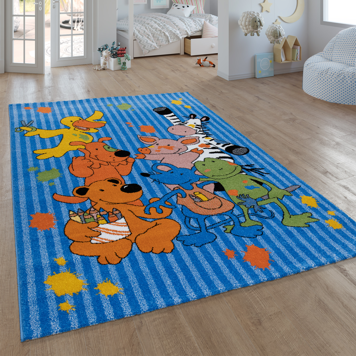 Kinder-Teppich Die Lieben Sieben-Design Blau 