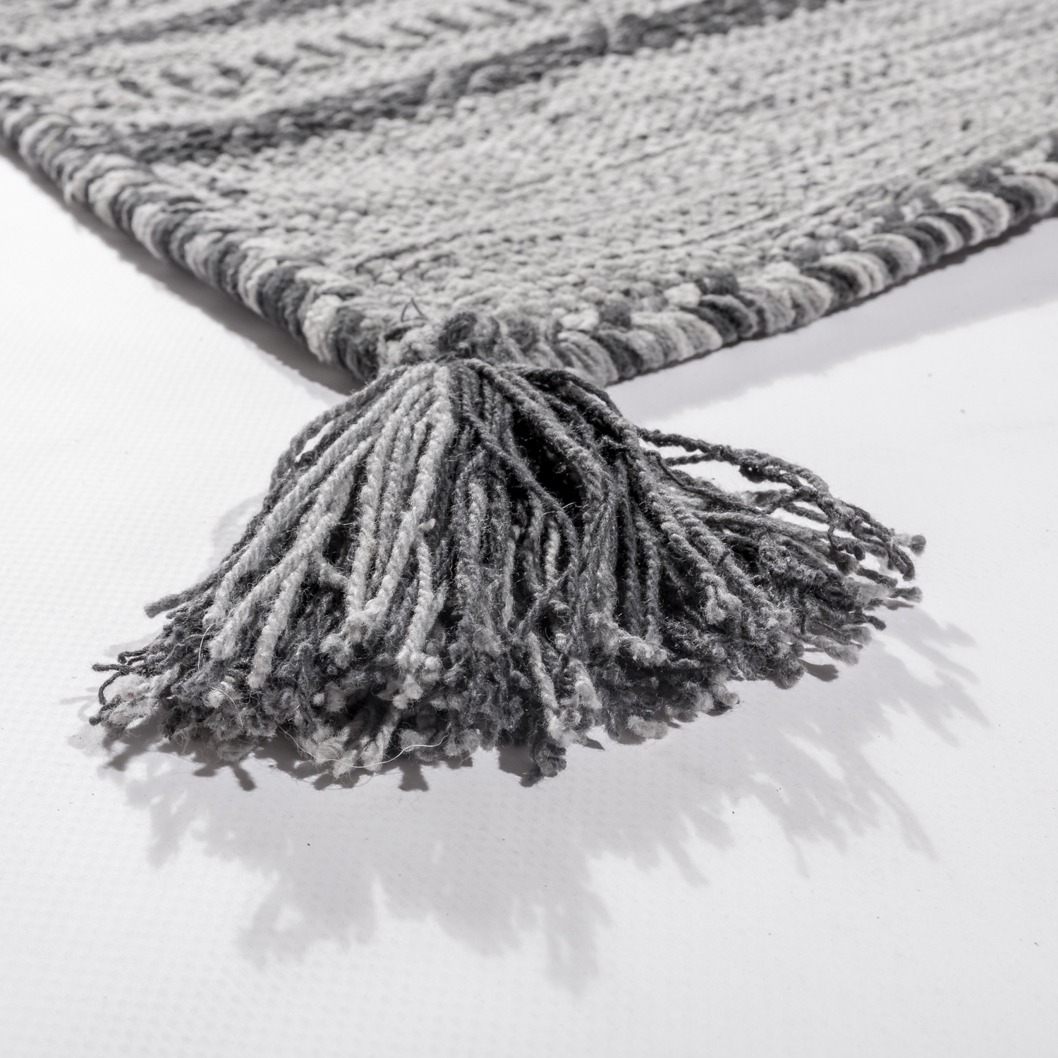 Webteppich Kelim Handgewebt Baumwolle Muster Grau 