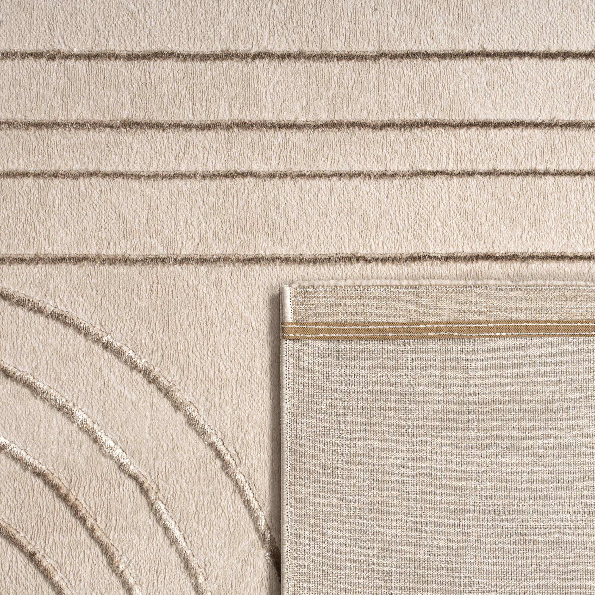 Teppich Schlafzimmer Skandi Motiv Bogen Unifarben Beige Modern