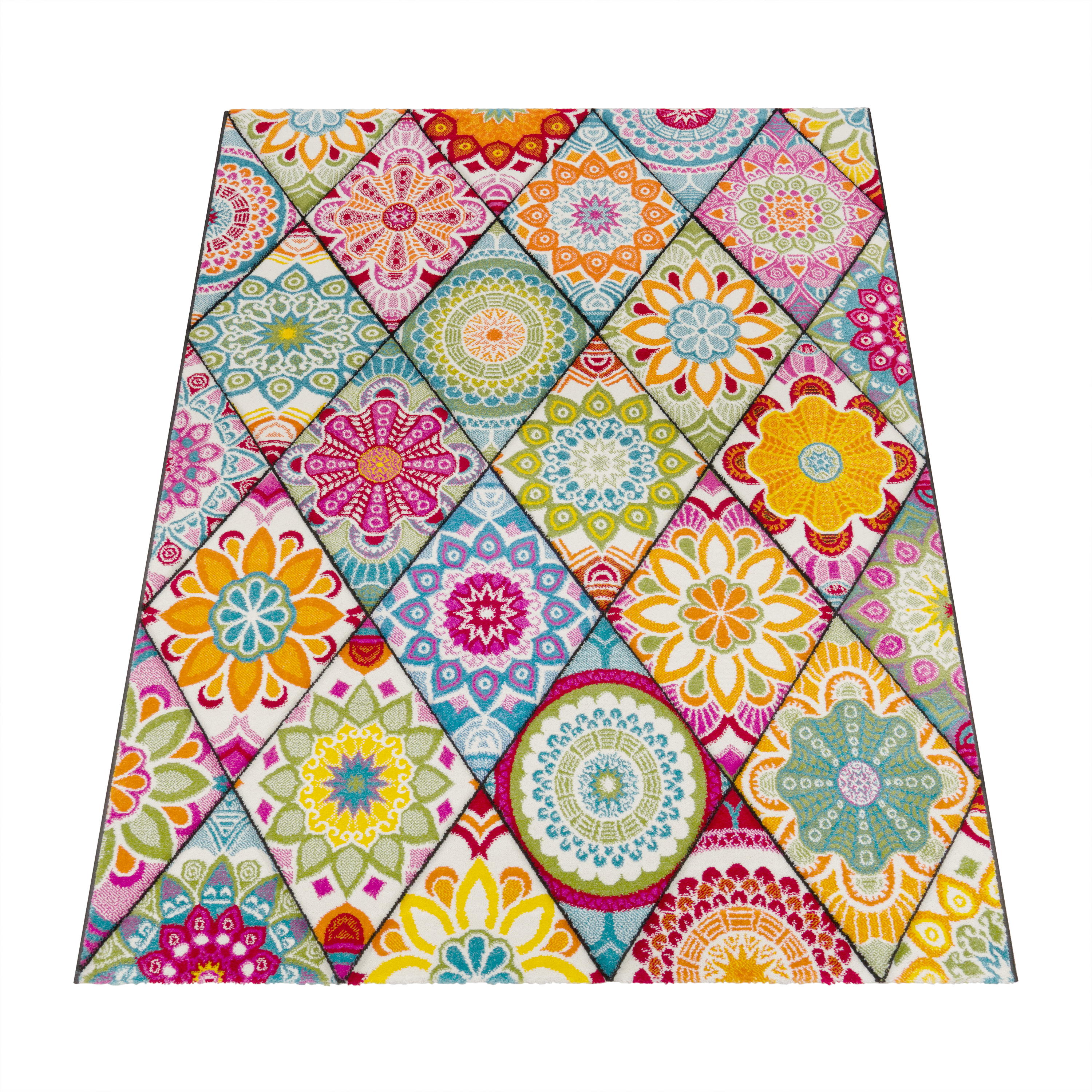 Teppich Retro Design Mandala Muster Boho Stil Mehrfarbig 