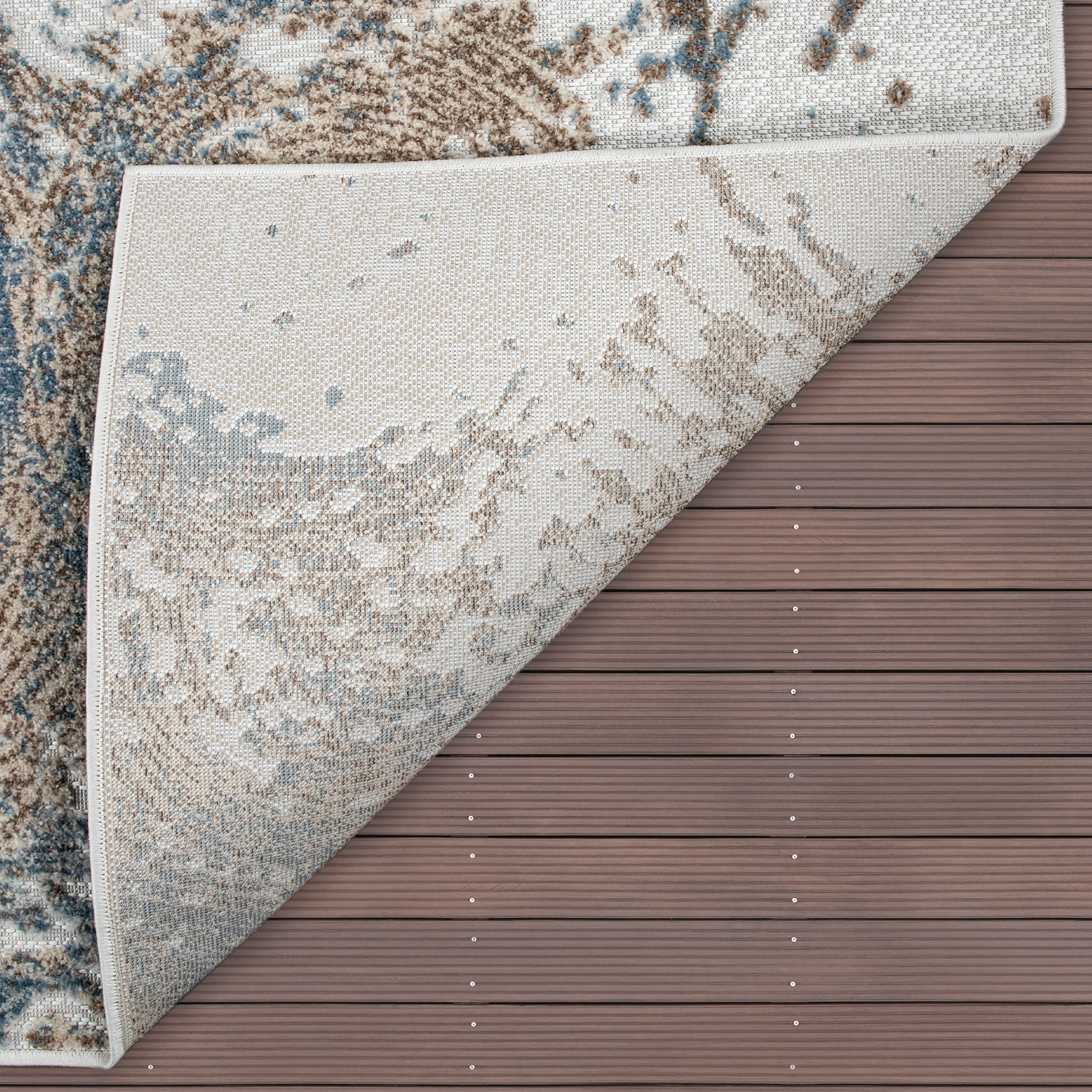 In- & Outdoor-Teppich 3-D-Muster Balkon Beige 