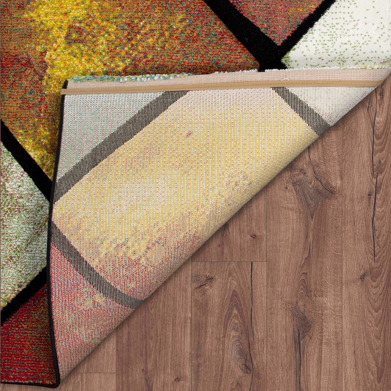 Teppich Rauten-Muster 3-D-Effekt Wohnzimer Mehrfarbig 