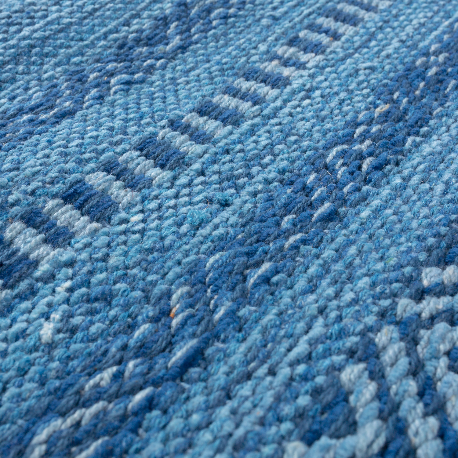 Webteppich Kelim Handgewebt Baumwolle Muster Blau 