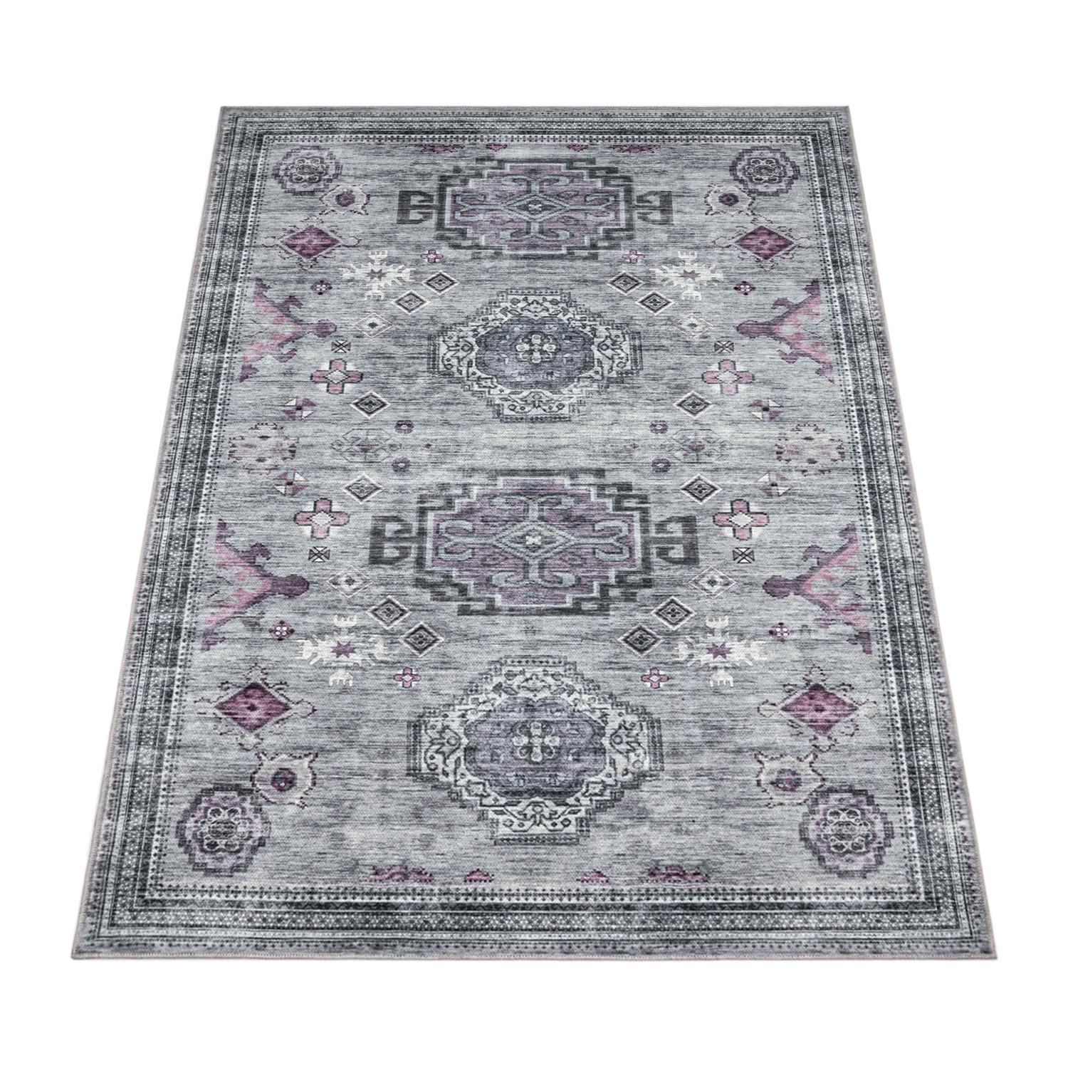 Teppich Esszimmer Marokkanisches Muster Bordüre Grau Orientalisch